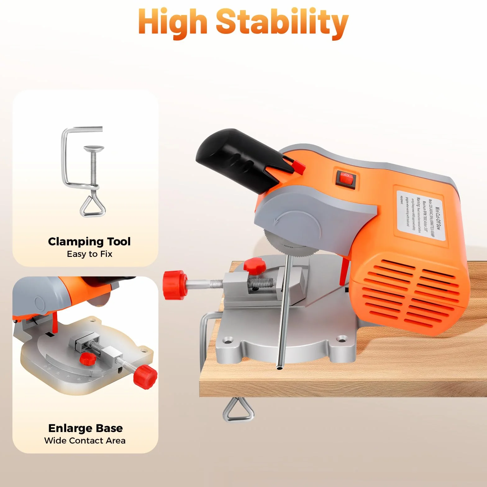 Mini sierra ingletadora 90 W 7800 rpm 0 – 45 ° sierra transversal versátil de mesa para cortar madera, plástico, piedra y metales no ferrosos