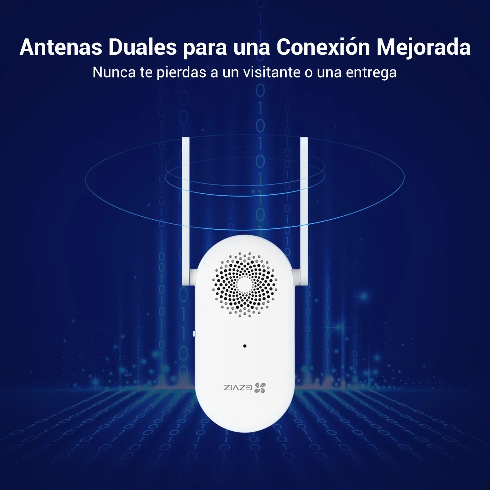 EZVIZ CH1 Chime WiFi Inteligente Timbre de Puerta, Timbre Interior Extra Compatible con Timbre con Vídeo EP3x Pro, Sirena Incorporada, Volumen Ajustable hasta 72dB, Antena Dual, Instalación Enchufable