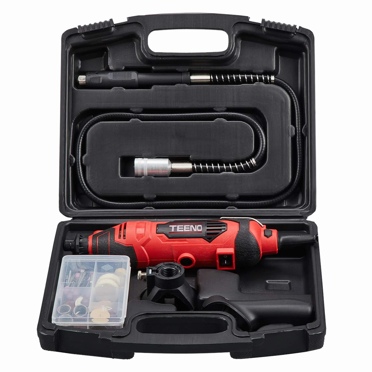 TEENO Multiherramienta 135W, Juego de 1 herramienta y 80 accesorios, Mini amoladora eléctrica 10.000 a 33.000 rpm, Herramienta Rotativa con velocidad variable para grabar, cortar, taladrar