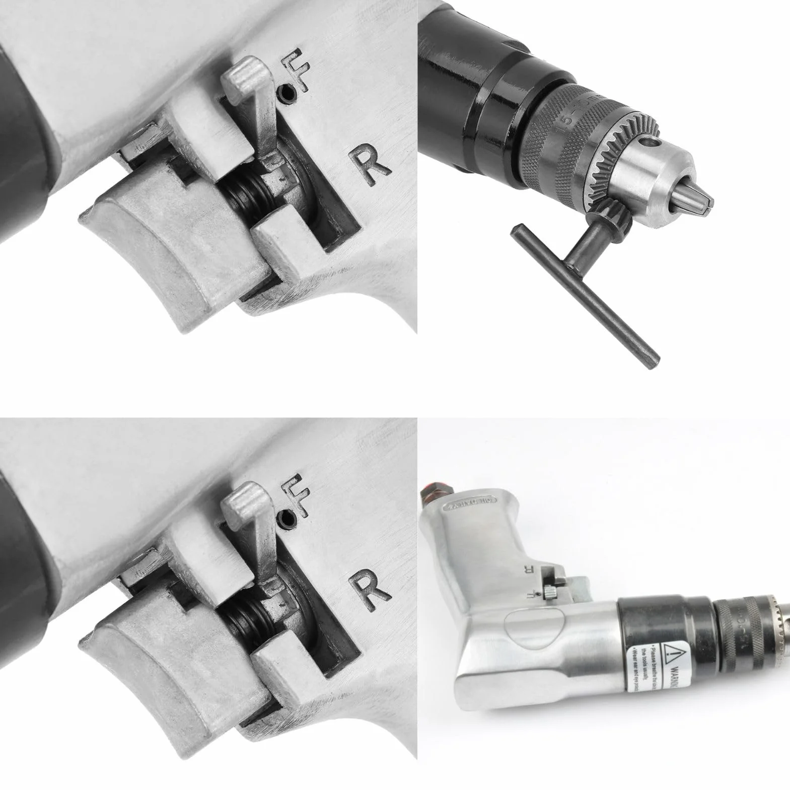 Taladro de aire reversible Jadeshay, 10 mm, 3/8 pulgadas, 1700 rpm, con llave y conector, portabrocas neumáticos