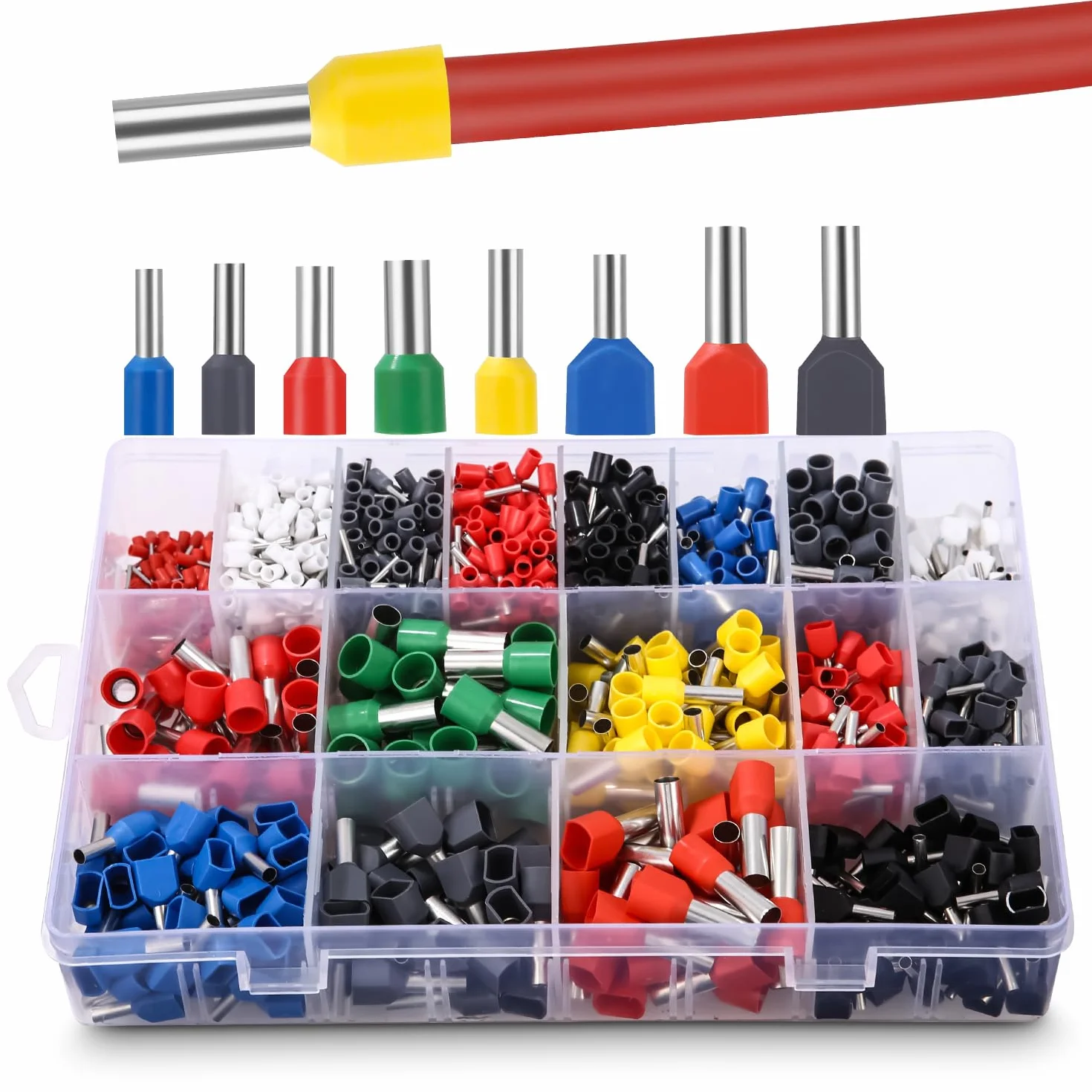 LEAZZLE 1200 Piezas Juego de Terminales Eléctricos 0.3~16mm² 0.5~6mm² Cables Electricos Bloque de Terminal Doble