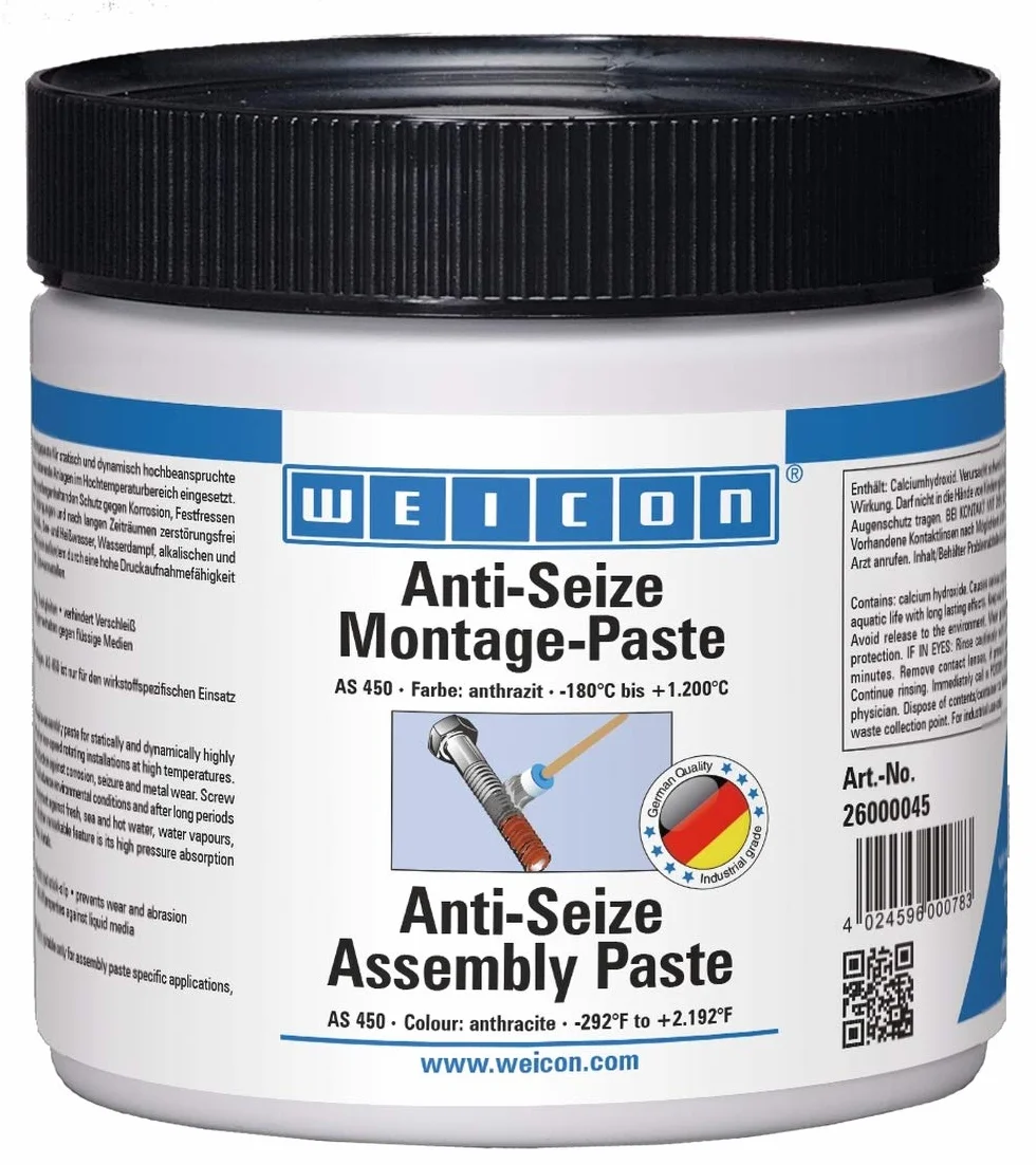 WEICON Anti Seize Pasta de Montaje Antideslizante 450 g, Resistente al Calor, protección contra la corrosión, Antracita