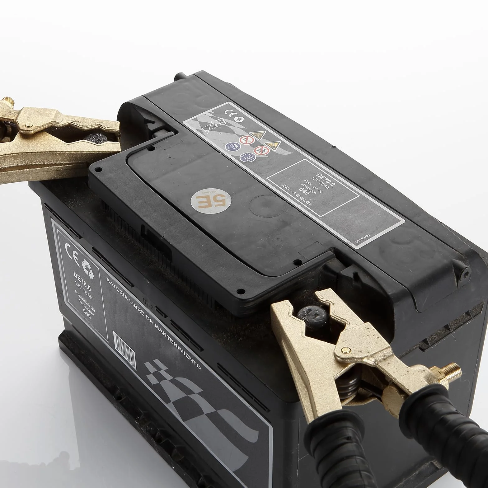 Alyco - 2 Pinzas de Batería de Coche y Moto en Bronce | 16x10 cm | Soportan 800 A para Arranque y Carga Profesional, Mangos Aislados de PVC, Compatibles con Cables de 25-35 mm2