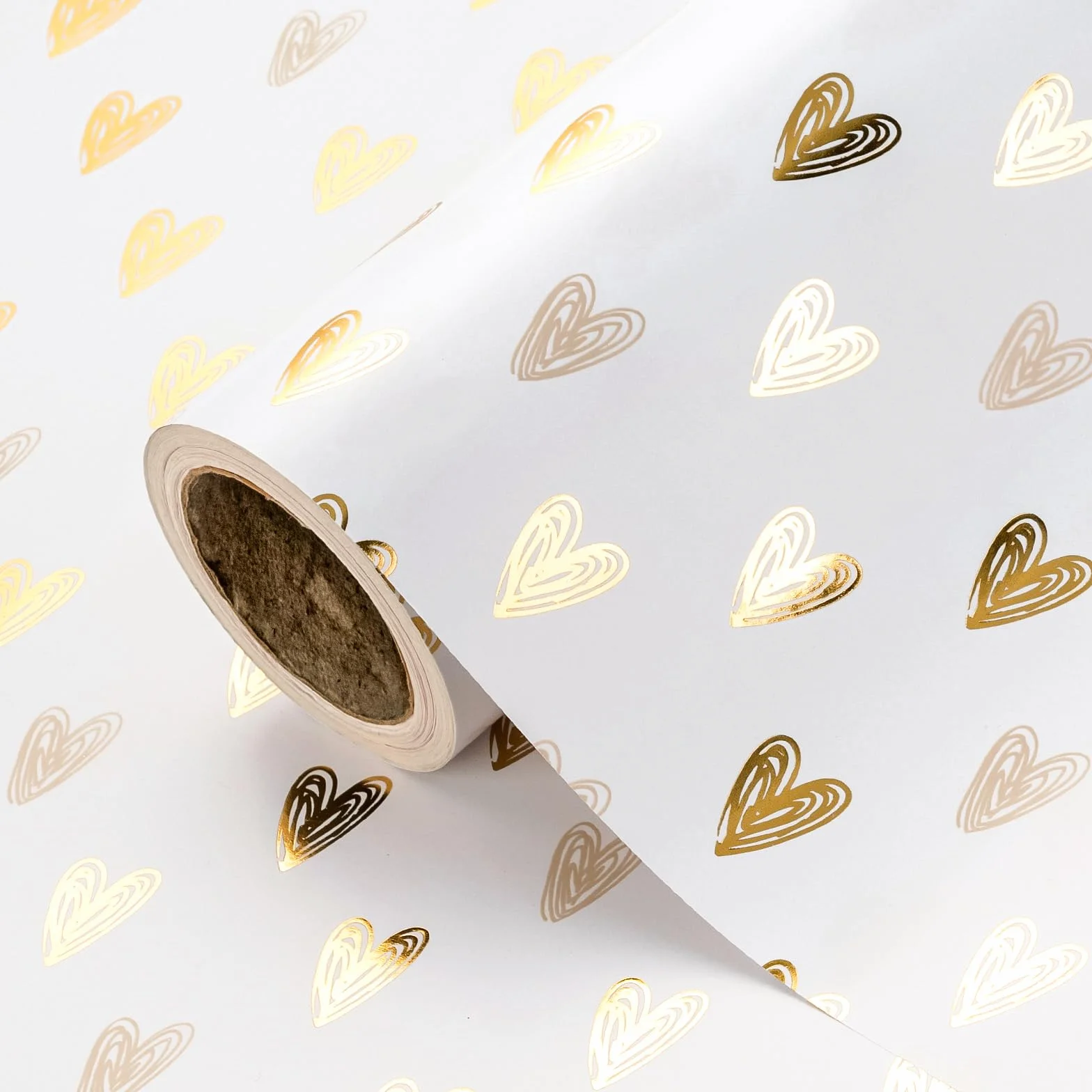 RUSPEPA Rollo de Papel de Regalo Corazón Dorado 43,2 cm x 5 m para San Valentín