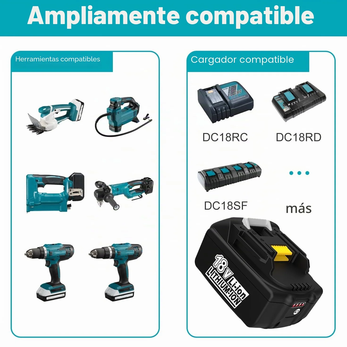 Energup Batería 18V 5.0 Ah con Cargador para Makita Batería 18V BL1850 BL1840 BL1830 BL1820 Compatible con Makita Cargador DC18RA DC18RC DC18RD