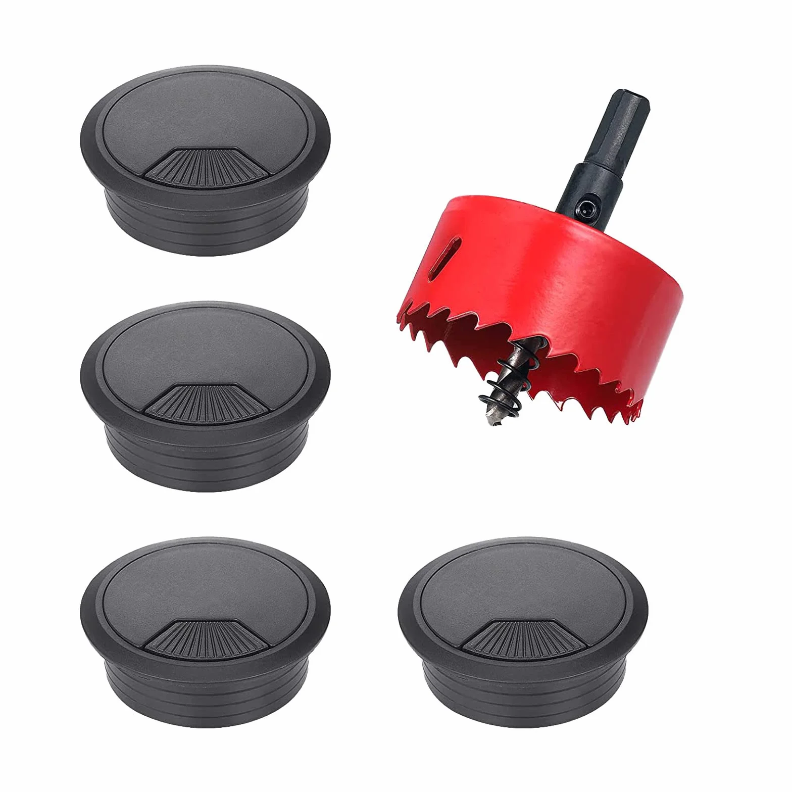 Cubierta de Agujero de Mesa 60mm,4 Piezas Pasacables de Escritorio,Tapa Cables Mesa Redondo con Corona Agujero 60 mm,para Gestión de Usb Alambre