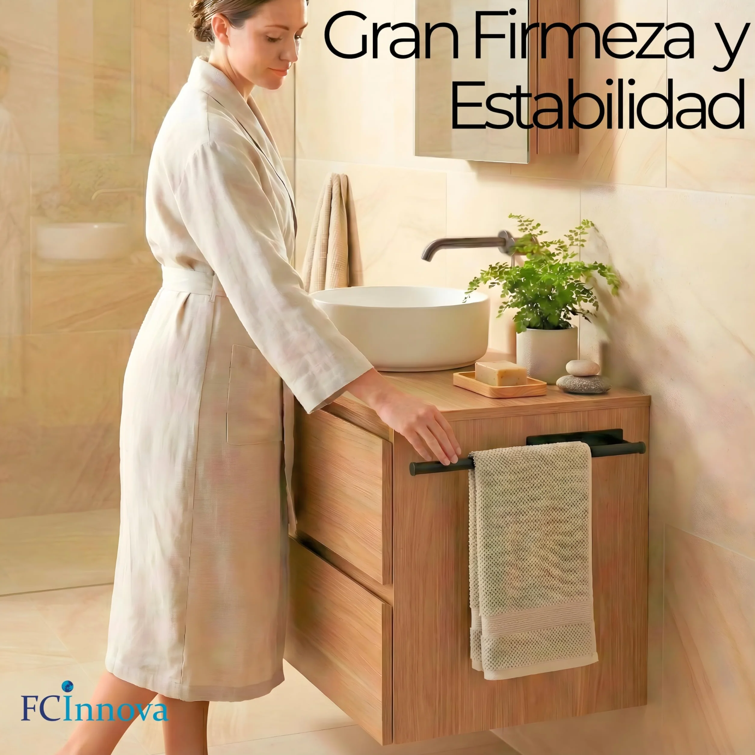 Toallero Adhesivo Baño sin Taladro Negro Mate de 43cm Fabricado en Acero Inoxidable 304 Resistente a la Humedad y al oxido Toallero sin Taladro de Facil Instalación y Fuerte fiajación Adhesiva 3M