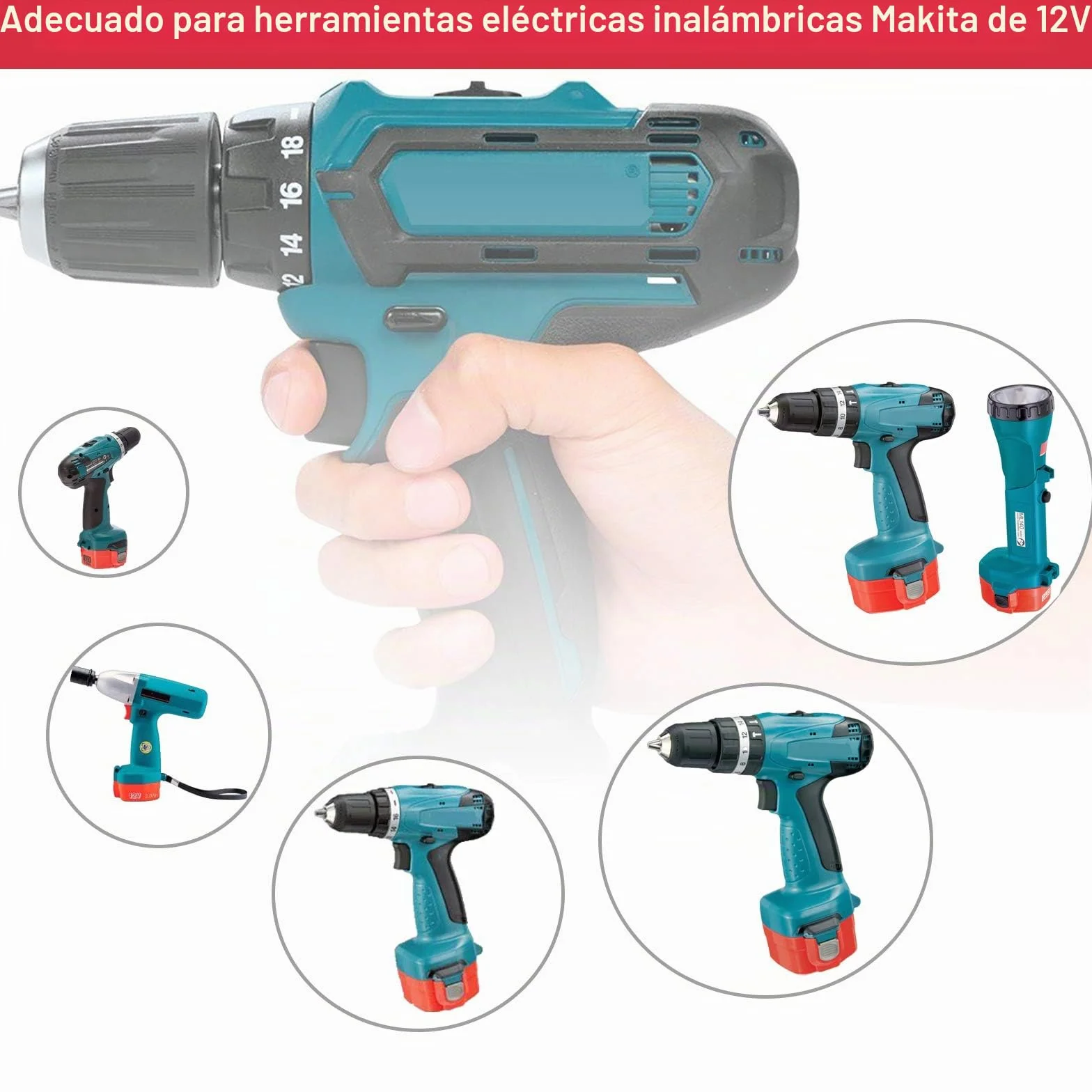 2 Piezas de Repuesto para Makita Batería 12V 3.6Ah NI-MH Repuesto para Makita PA12 1220 1222 1233 1234 1235 1235F Batería de Herramientas