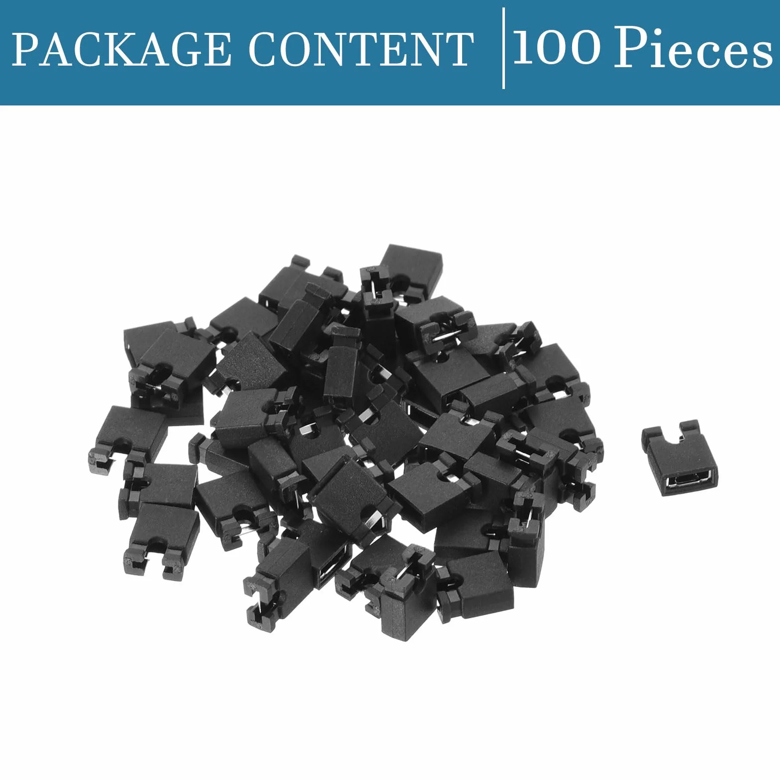 QUARKZMAN Tapón de Cortocircuito Mini de 2.54mm x 100Pcs con 2 Terminales Tapón de Puente Estándar para Placa Base y Disco Duro [Negro]