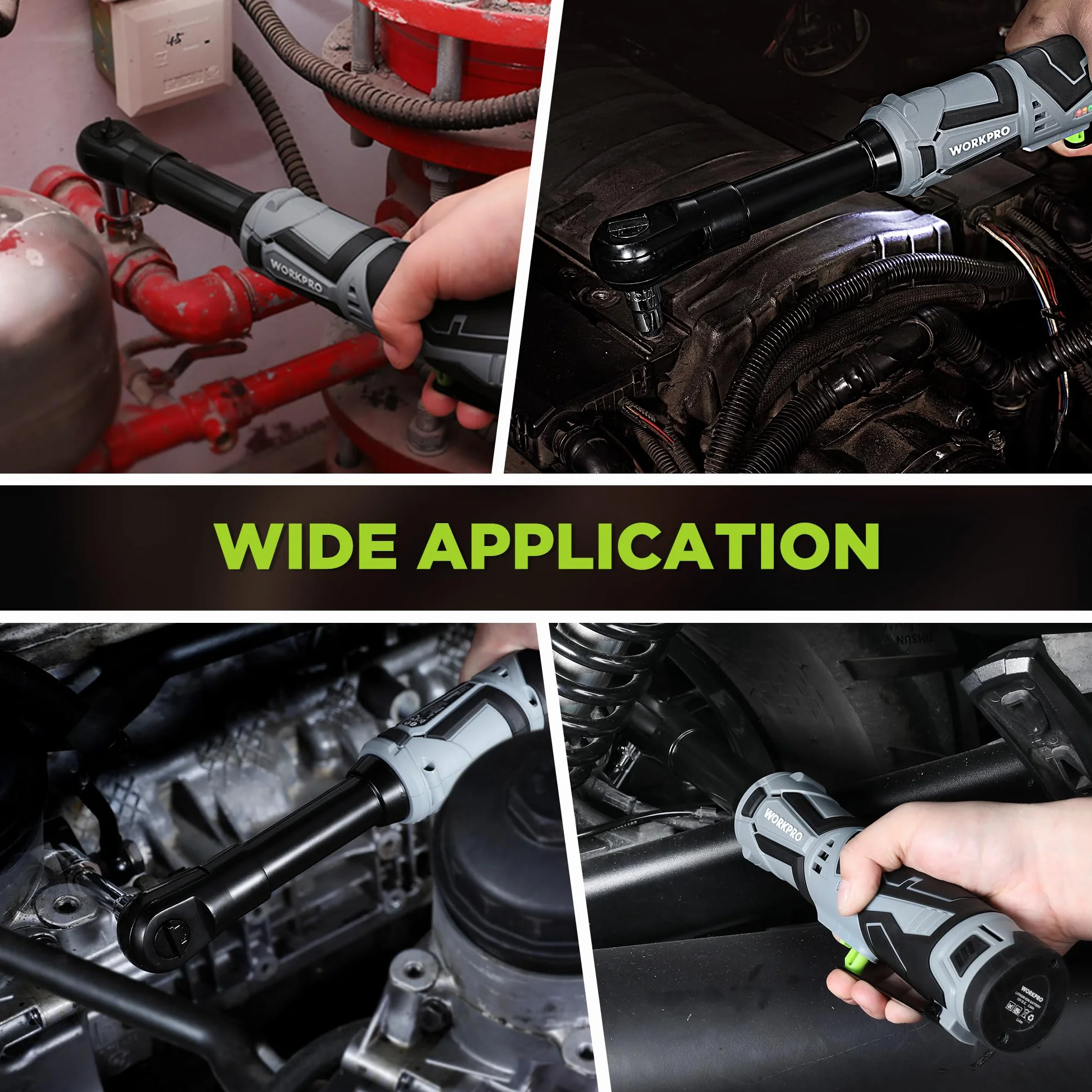 WORKPRO Llave de Carraca Eléctrica Extendida, 12V Atornillador de Impacto