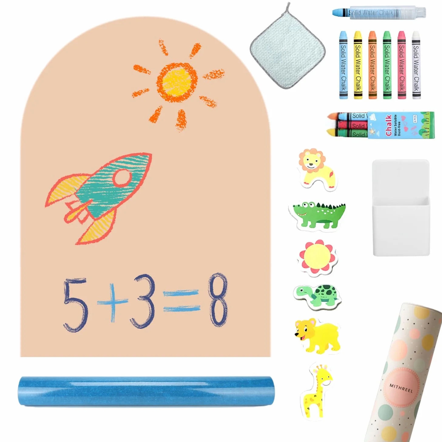 Pizarra Magnética Infantil Adhesiva Arco Color Tizas 120x60 cm