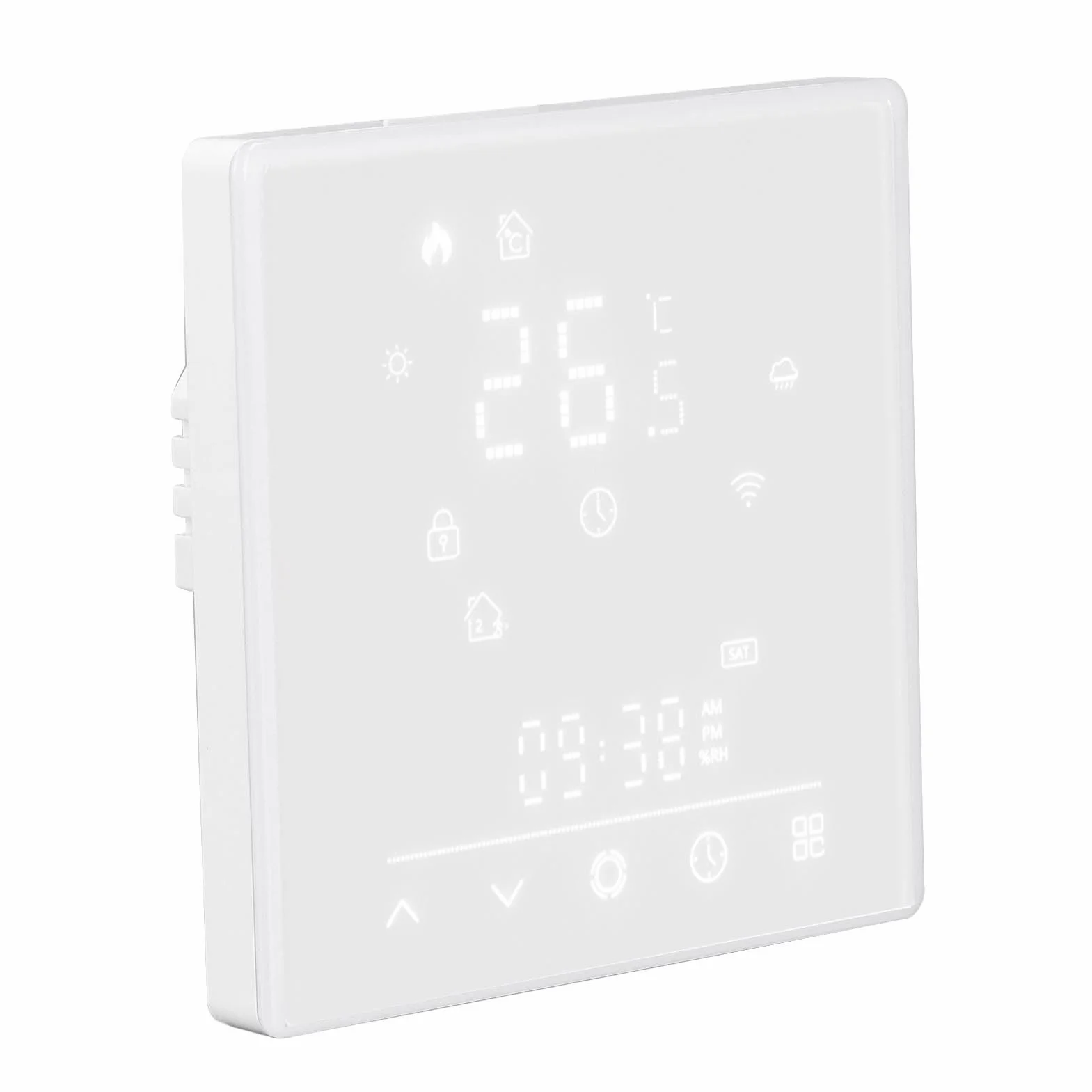 SIXRUN Termostato Inteligente Interruptor de Control de Temperatura de PC Retardante de Llama 95 A 240 V CA 16 A Control de Aplicación Pantalla Meteorológica para Calefacción Eléctrica de Hotel de
