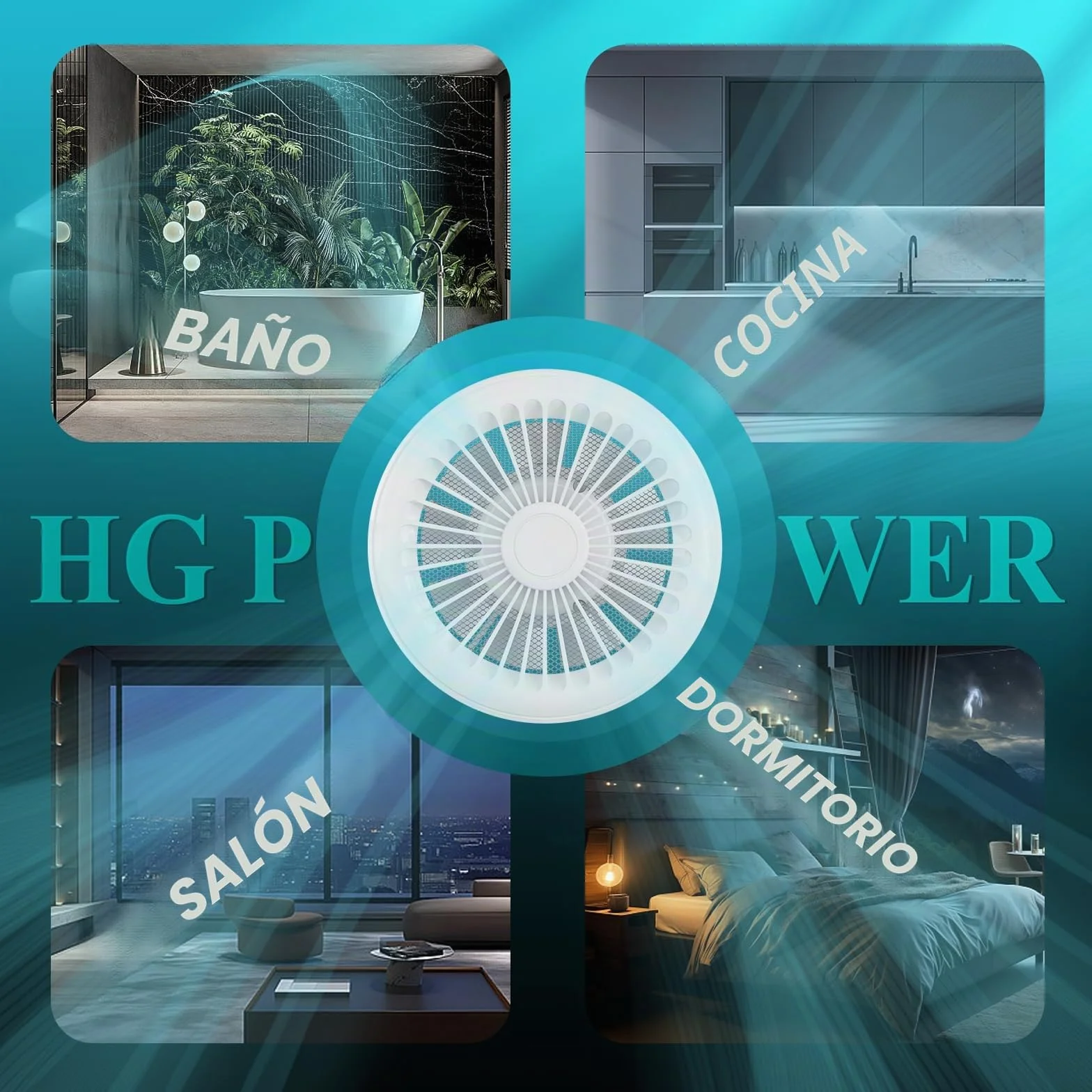 HG Power Ventilador de Extracción de 2 Vías 150mm con Mando a Distancia 3 Velocidades Silencioso para Baño Cocina