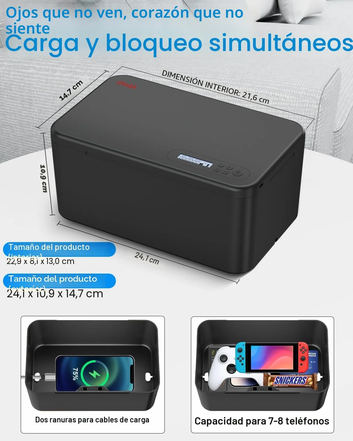 iDiskk Caja de Seguridad con Temporizador para Teléfonos - Negro