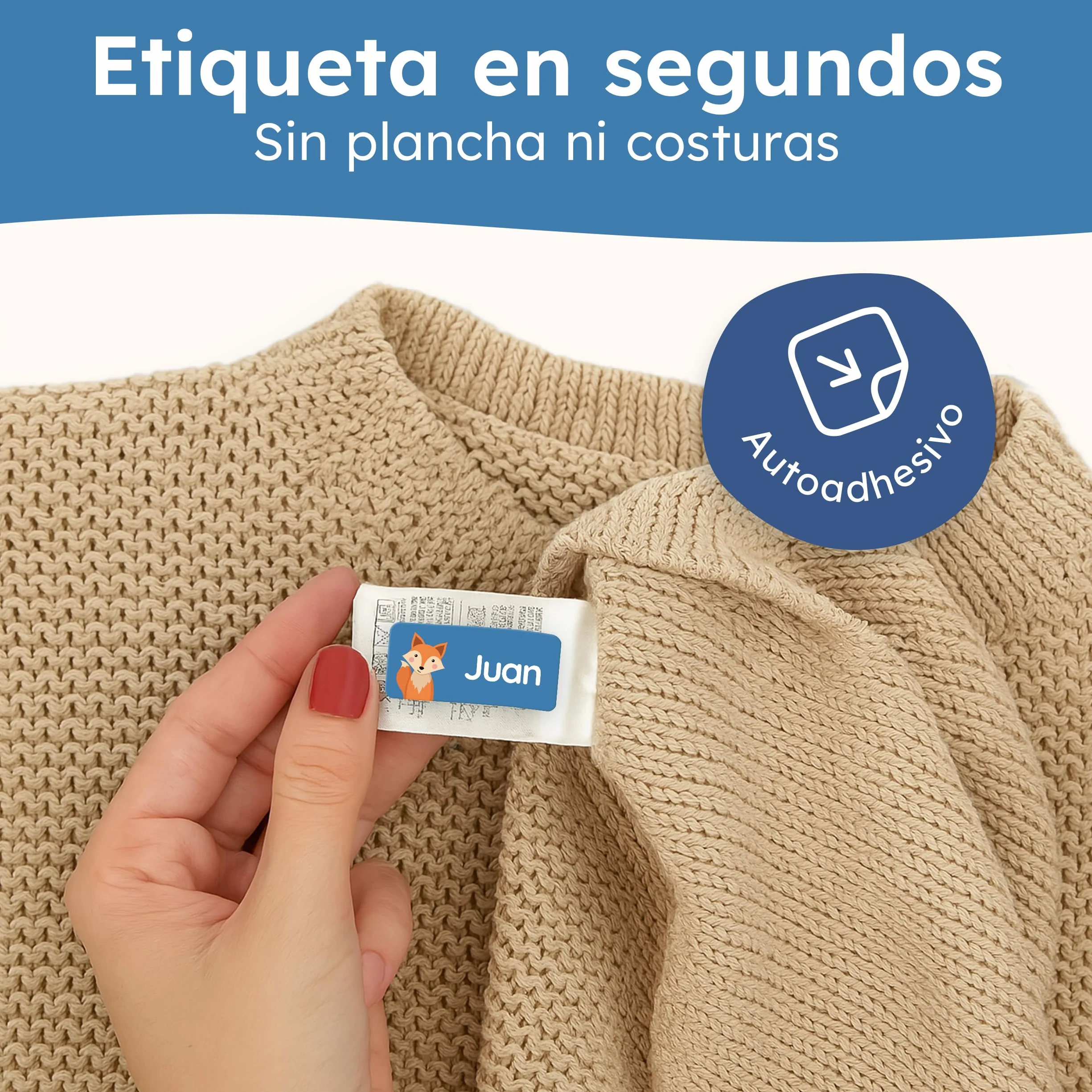 Etiquetas para Ropa Personalizadas melu kids® Aventura 60 piezas No planchar Pegatinas Lavables a Máquina