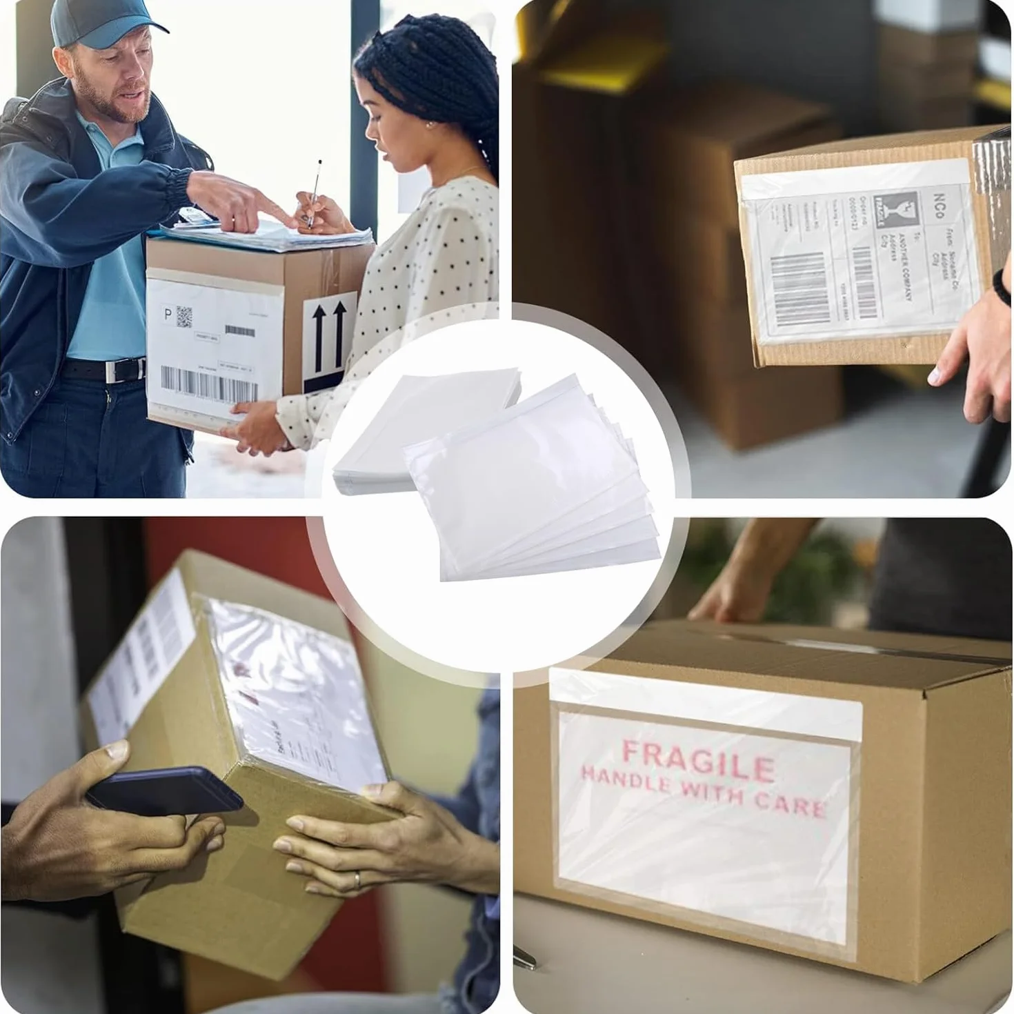 Fundas transparentes para envío, Fundas autoadhesivas para papel de acompañamiento, Fundas para documentos transparentes autoadhesivas, Ideales para envolver medios impresos o textiles, 25 unidades