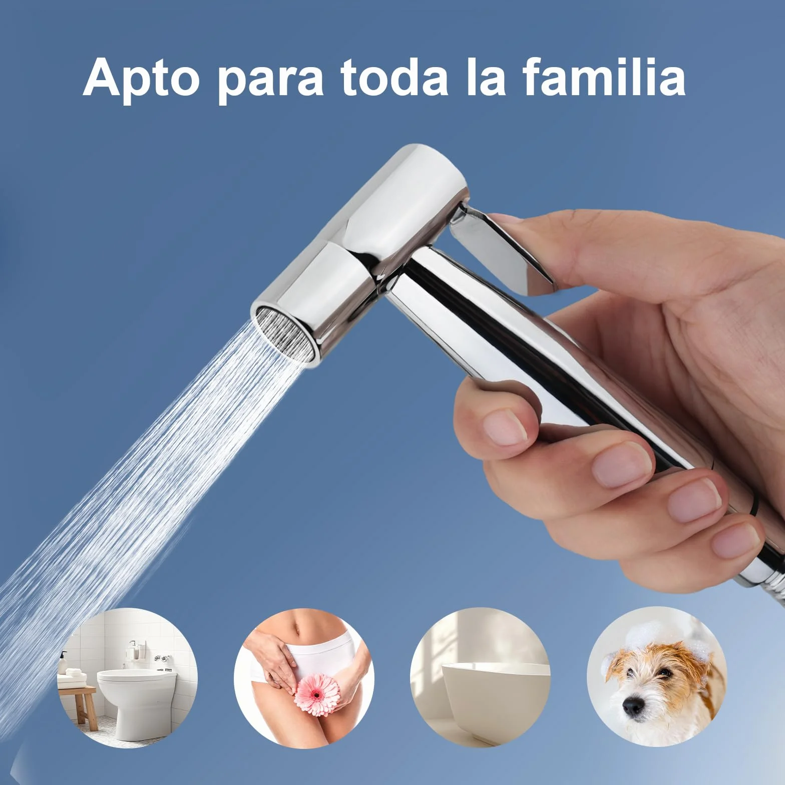 Ibergrif M22004 Grifo Empotrado para WC y Bidé Mezclador Monomando Ducha de Mano Acero Inoxidable 1.2m Plata