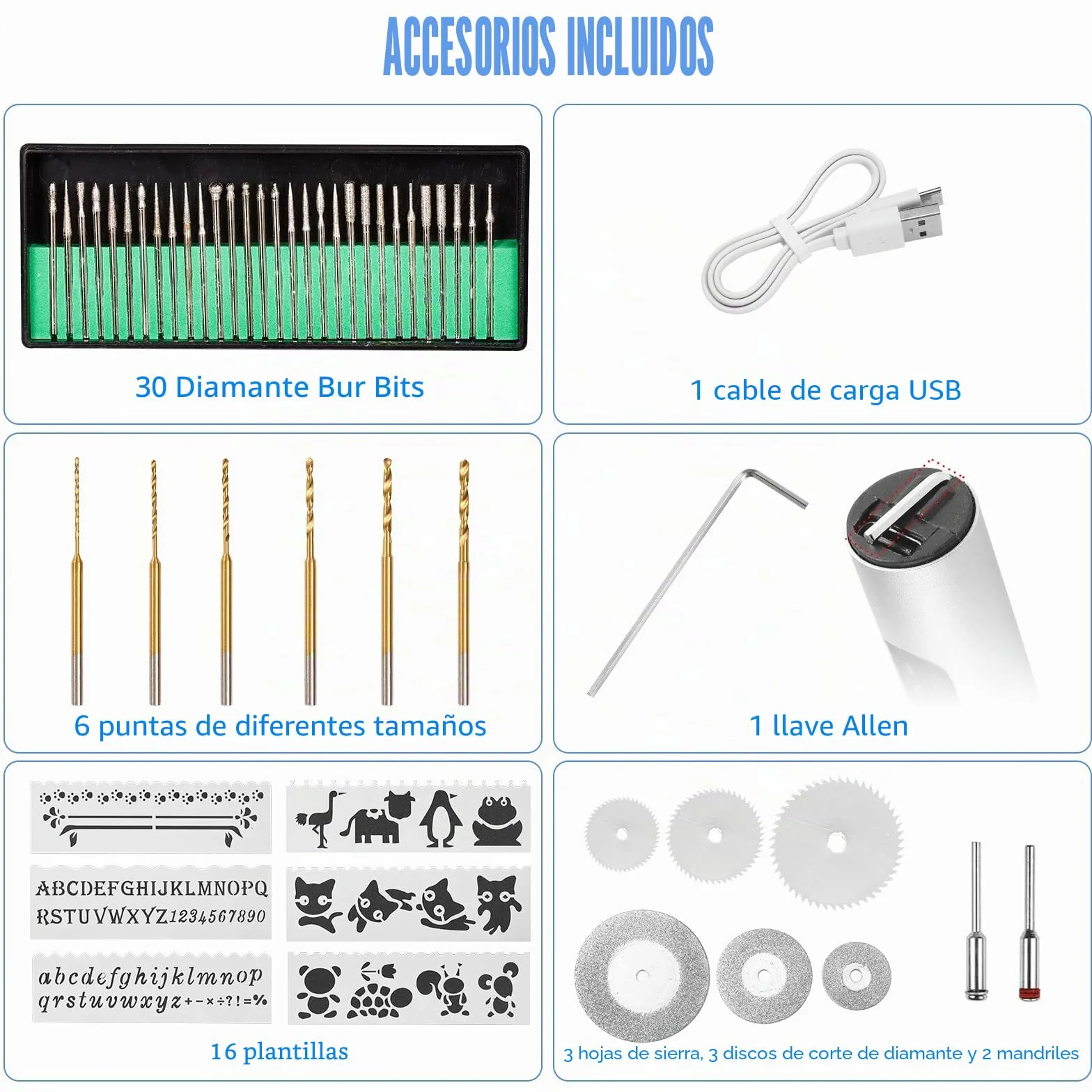 Uolor Kit de herramientas de grabado inalámbrico USB recargables, mini grabador eléctrico, herramienta de grabado portátil, herramienta multifunción para joyas, cristal, madera, plástico, metal