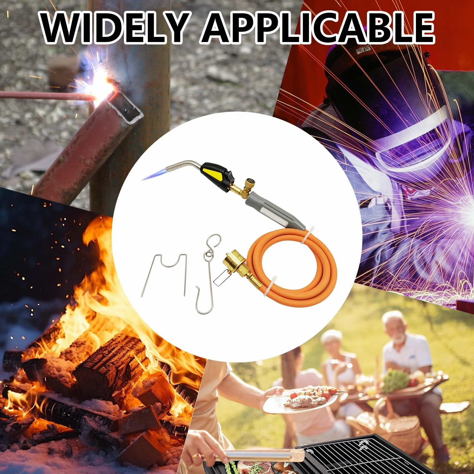 Antorcha de Soldadura para Cilindro de Propano, Antorcha de Propano MAPP con Manguera de 1,5 m Interfaz CGA600 para Soldadura, Encendido y Barbacoa