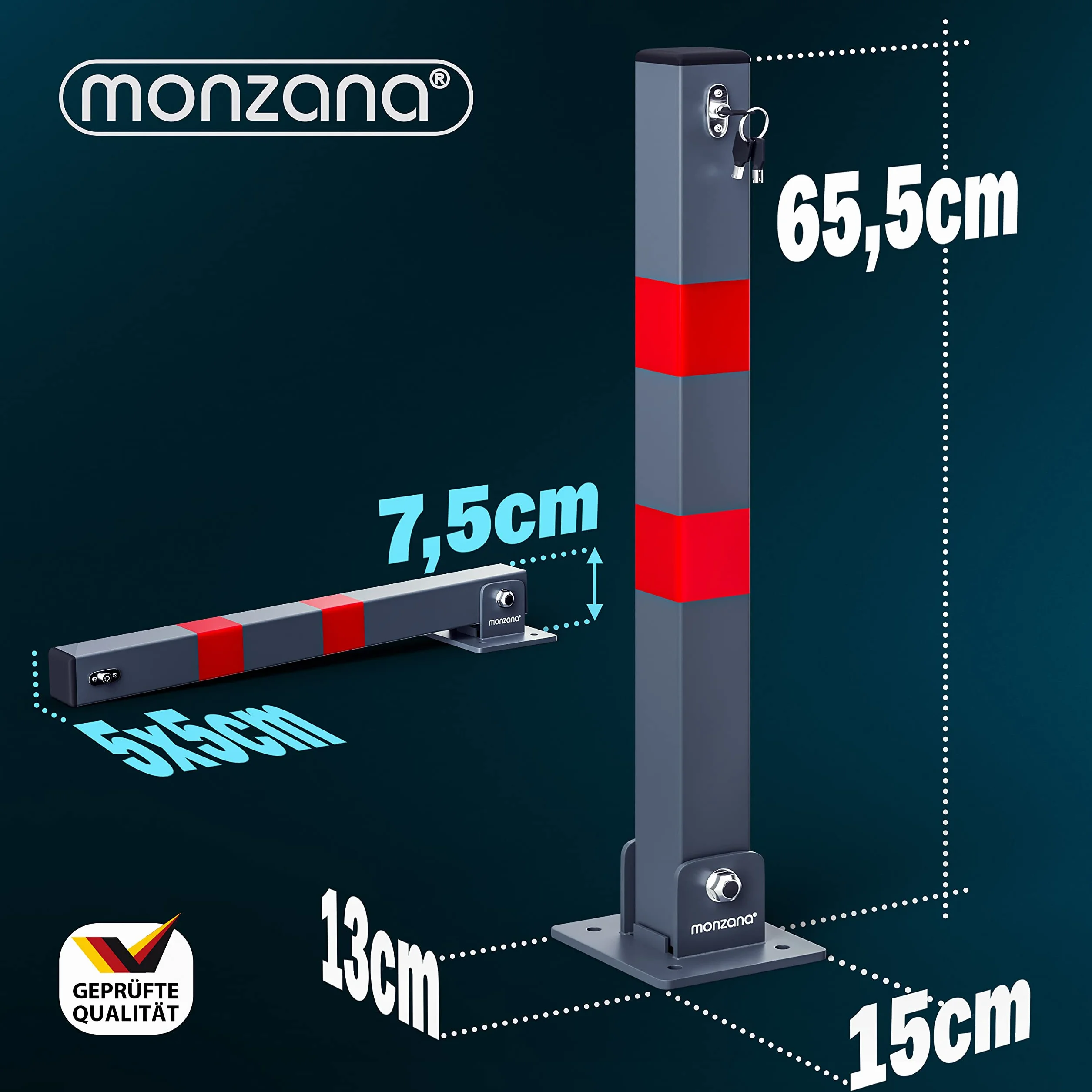 DEUBA® 2x Barreras de Parking Poste Aparcamiento Abatible Acero Resistente