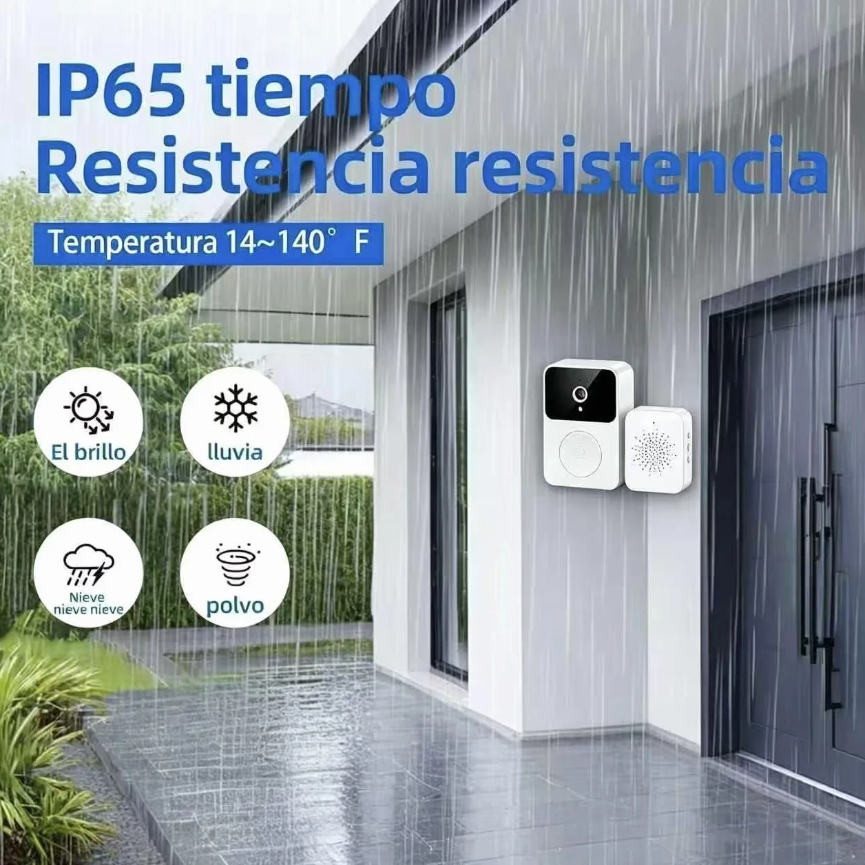 Timbre Inalámbrico Exterior con Cámara HD 1080P - Videoportero WiFi Visión Nocturna Audio Bidireccional