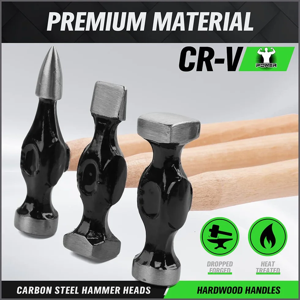 SWANLAKE - Kit de reparación de carrocería de 7 Piezas, Herramientas de carrocería de automóvil, Herramientas de reparación de carrocería de automóvil con Cabezales de Martillo de Acero al Carbono