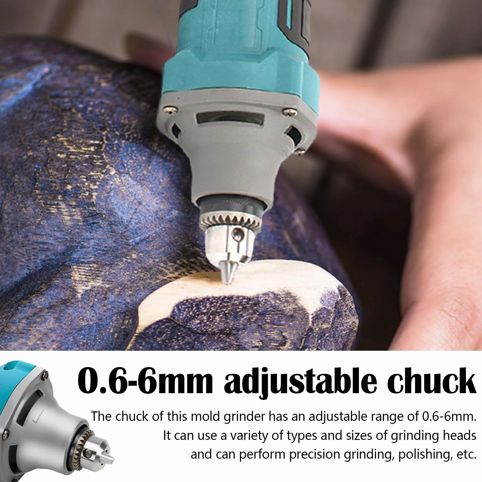 Amoladora Recta, Destornillador Angular Inalámbrico Compatible con Batería Makita de 18 V Minitaladro Multifuncional Para Uso Doméstico Para Grabar Esmerilar Pulir Y Taladrar (Sin Batería)