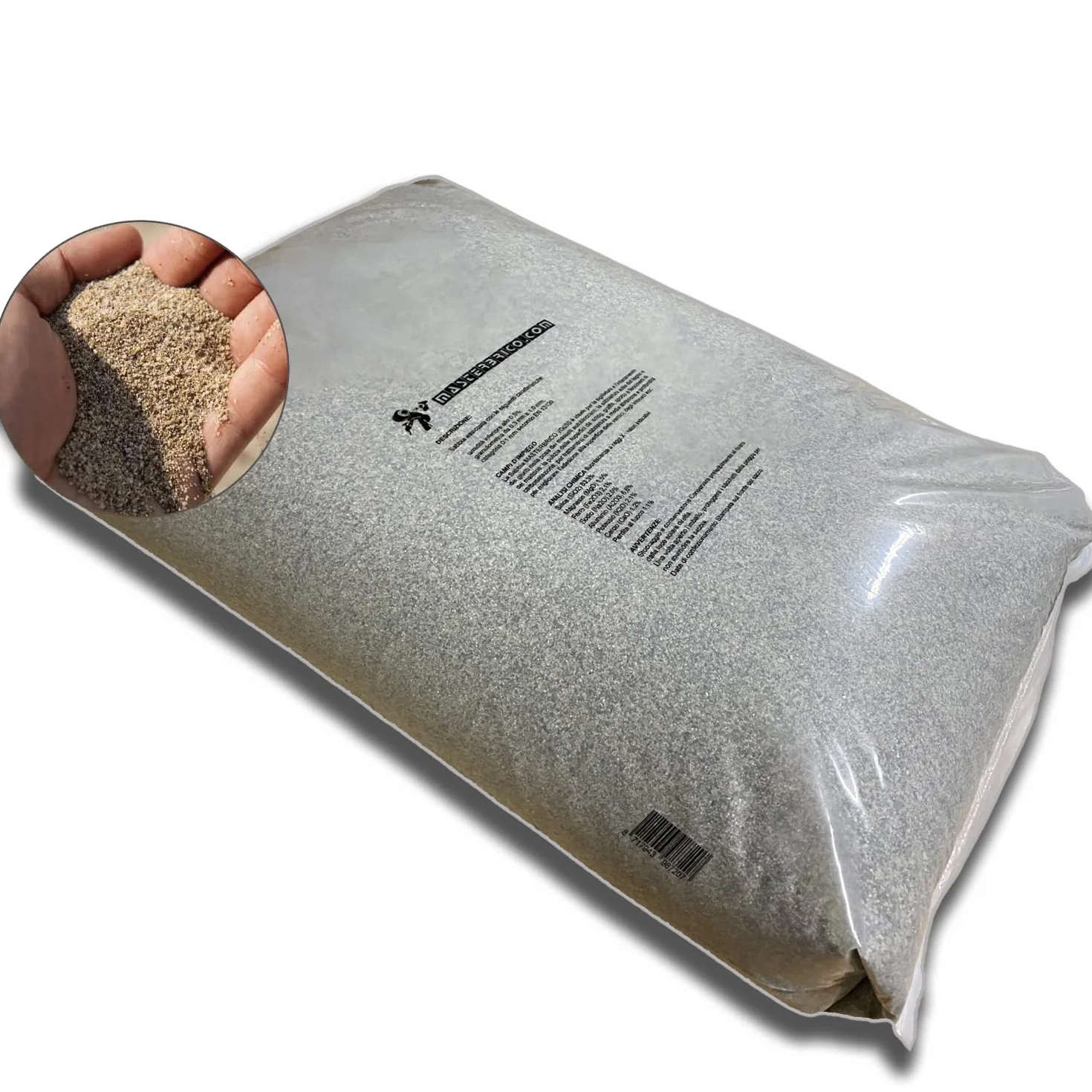 Arena para arenadora 0,3 – 1,0 mm, saco de 25 kg – Arena seca vaga, para tratamientos de arenado sobre madera, hierro, cemento y ladrillo – Granulometría media, baja humedad