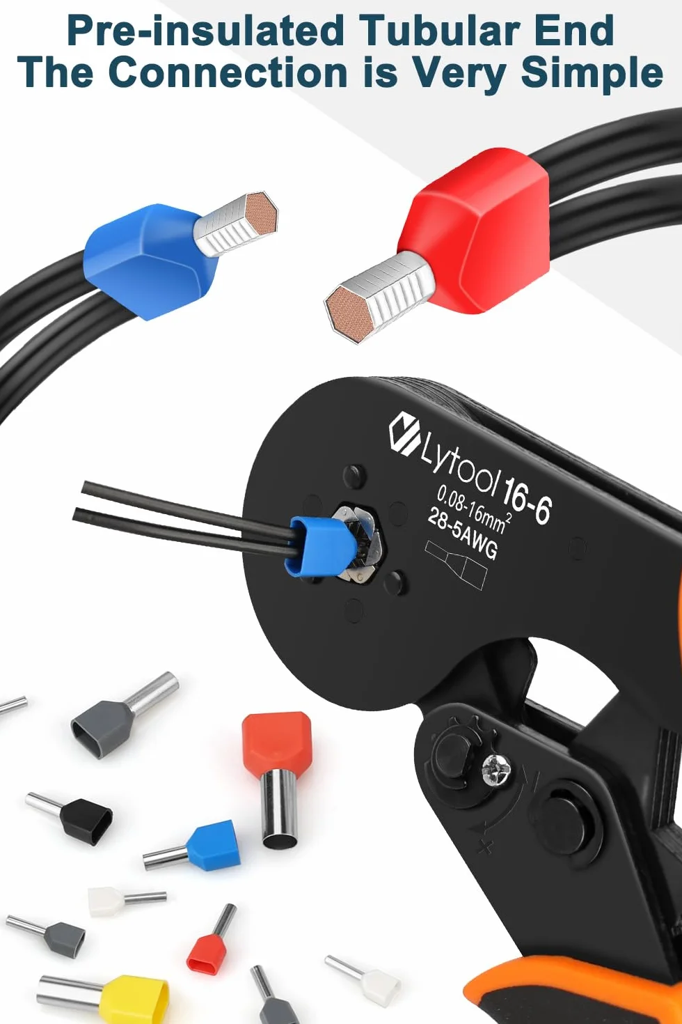 Lytool 750 Piezas Doble Terminales Cables Eléctricos 0.5-10mm² Kit de Conectores