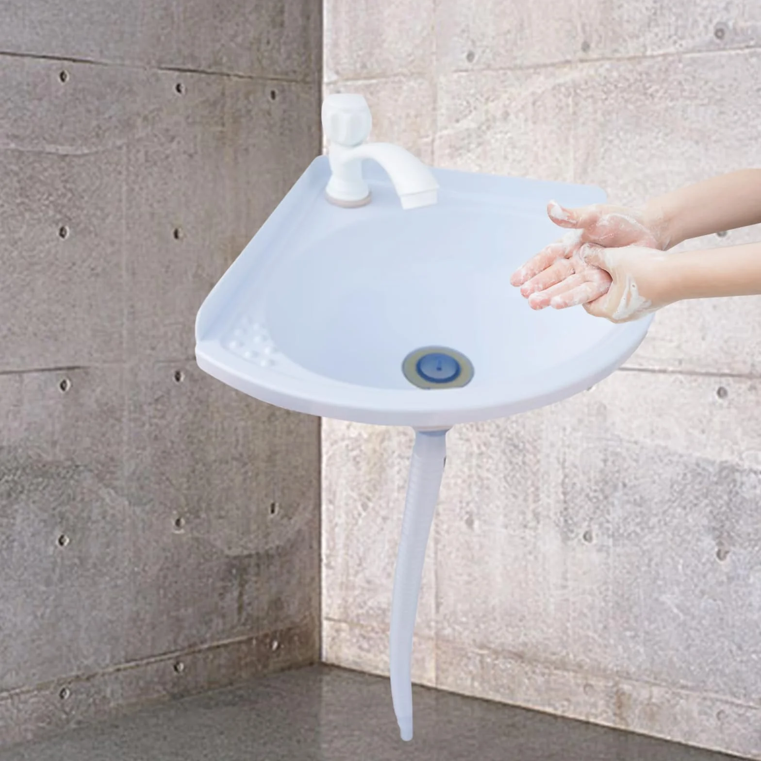 Lavabo Suspendido Lavabo del Baño Esquina Superficie,Plástico Lavabo,blanco,27.5x27.5x11cm(WxDxH),para limpiar artículos, bañar mascotas, lavarse las manos, etc (A)