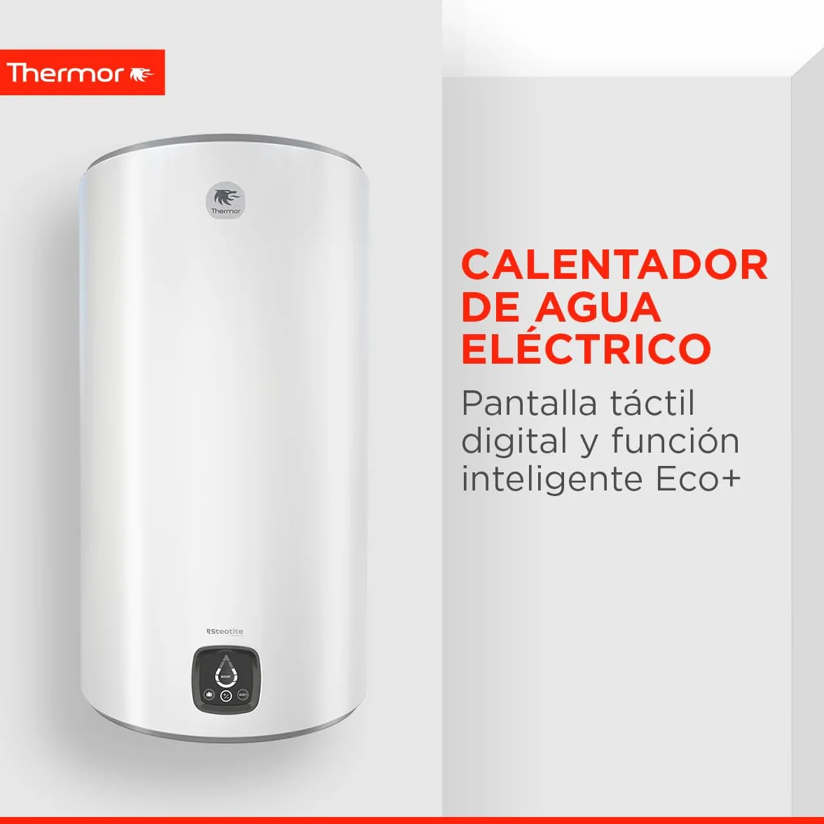 Thermor - Termo Eléctrico Ceramics Digital - Calentador de Agua Eléctrico Vertical de 100 L - 1800W - Resistencia Cerámica Antical - Fácil Instalación - Fabricado para instalación en España