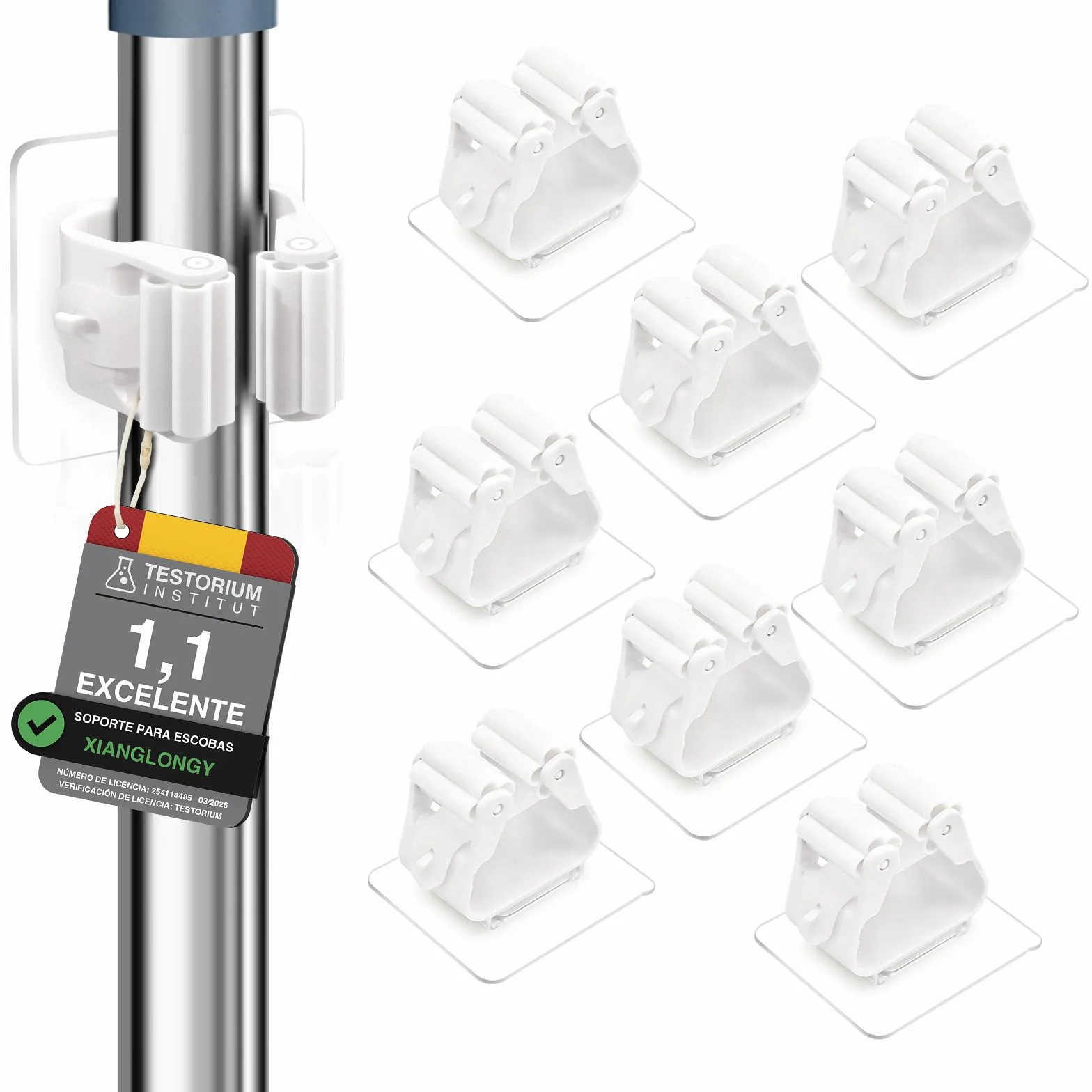Soporte Escobas Pared XIANGLONGY 10 Piezas Colgador Sin Perforar Adhesivos Ganchos Organizador