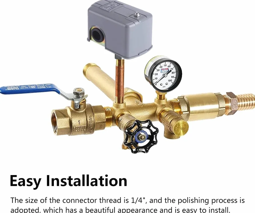 Interruptor de Presión de Bomba de Agua, 40-60psi Ajustable Doble Muelle Presostato