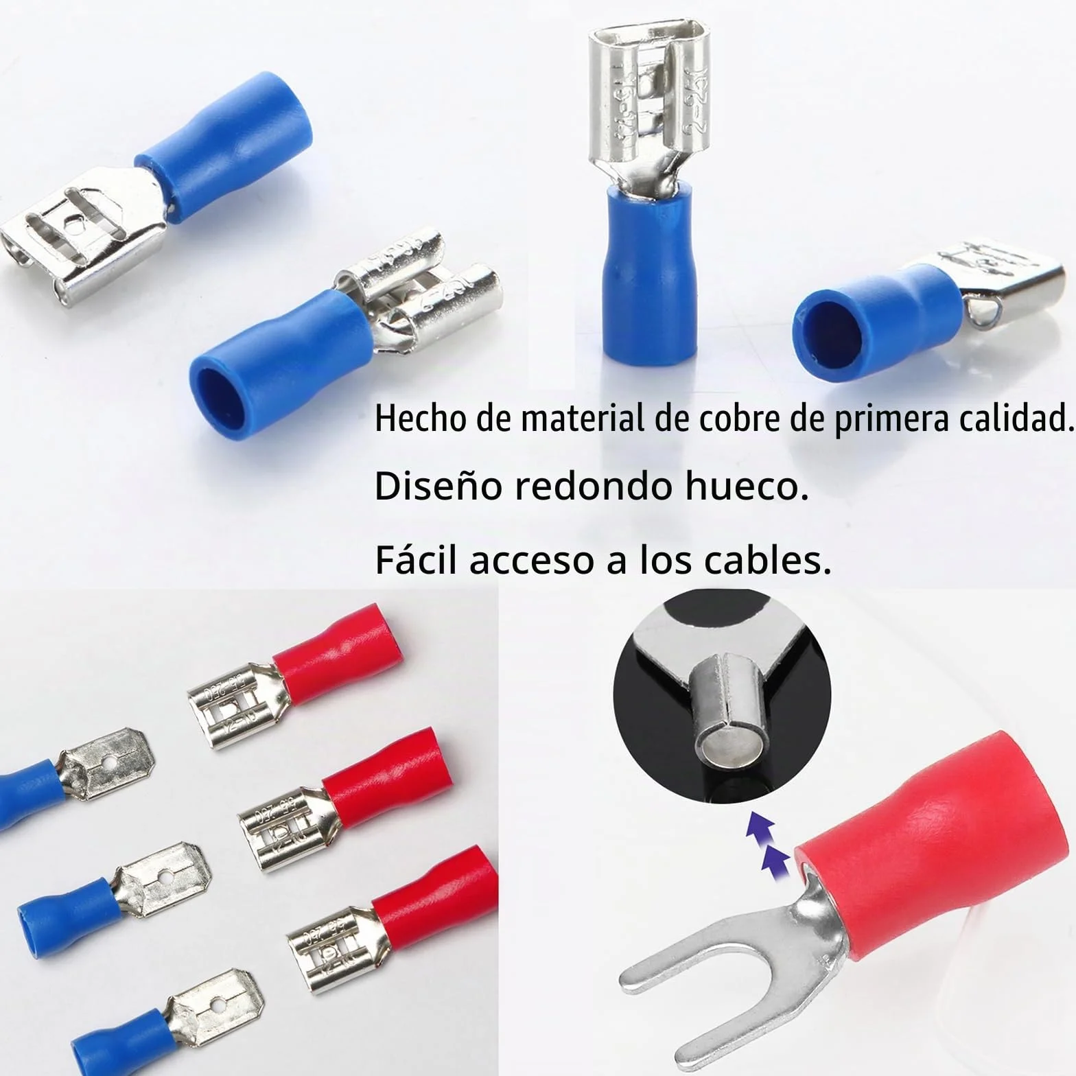 280pcs Terminales Eléctricos 15 Tipos Faston Macho/Hembra Aislados, Conectores 2.8mm 4.8mm 6.3mm Juego de Cables Crimp Connectors