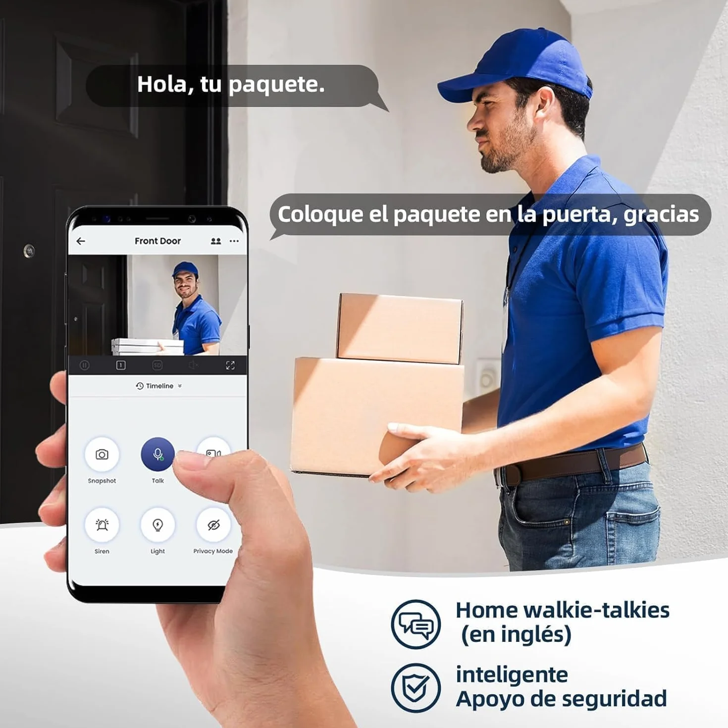 Timbre Inalámbrico Exterior con Cámara HD 1080P - Videoportero WiFi Visión Nocturna Audio Bidireccional