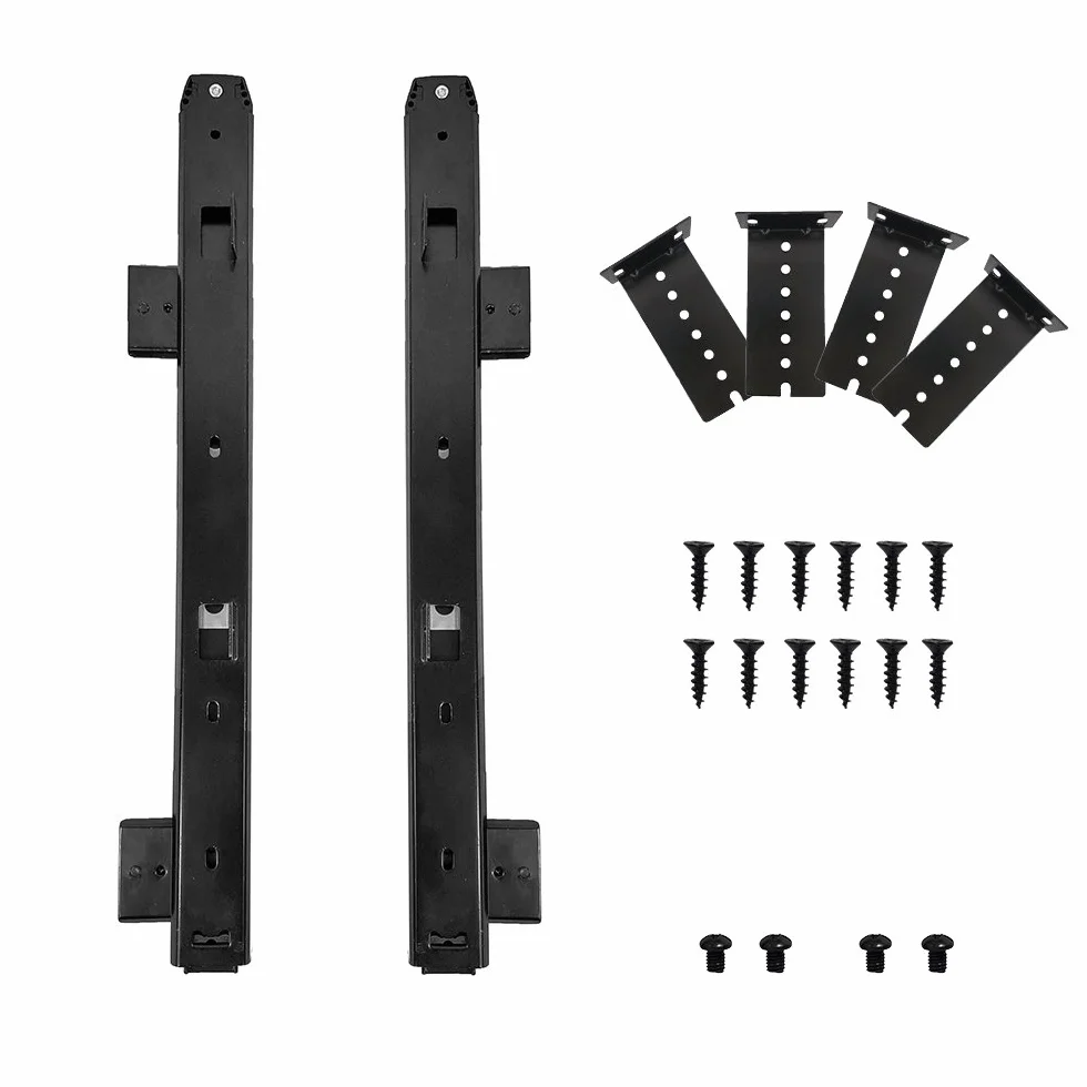 FRMSAET 305/355/405/455 mm Espesor Construcción de acero Teclado Cajón Deslizadores Bandejas Accesorios Gabinete Muebles Rieles de hardware (405 mm, Negro)