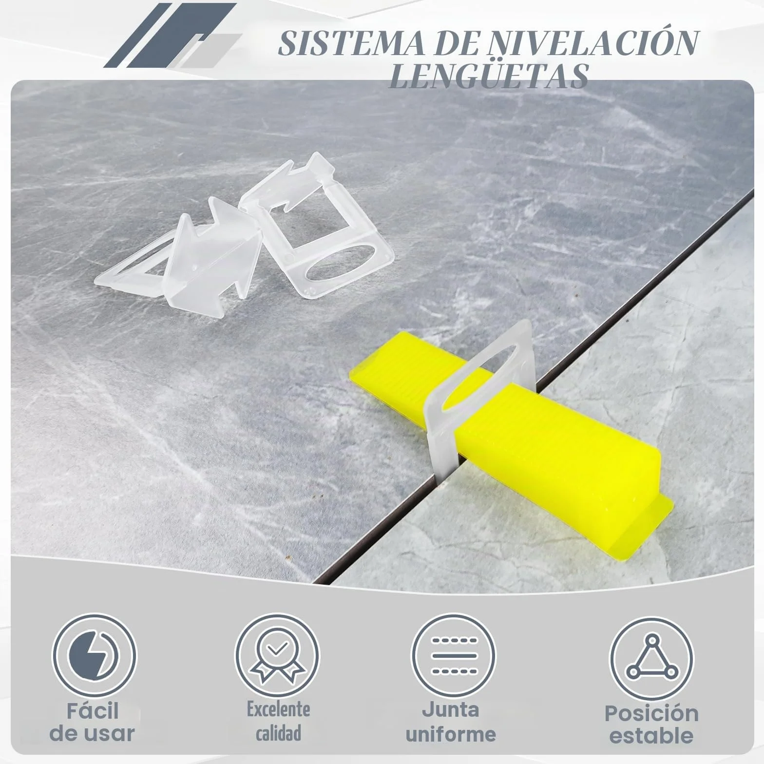 1000 lengüetas estándar de 1,5 mm de ancho, sistema de nivelación de azulejos, ayuda para nivelar azulejos, ancho de junta, ayuda para colocación de azulejos, altura 3-12 mm (1000 pestañas, 1,5 mm)