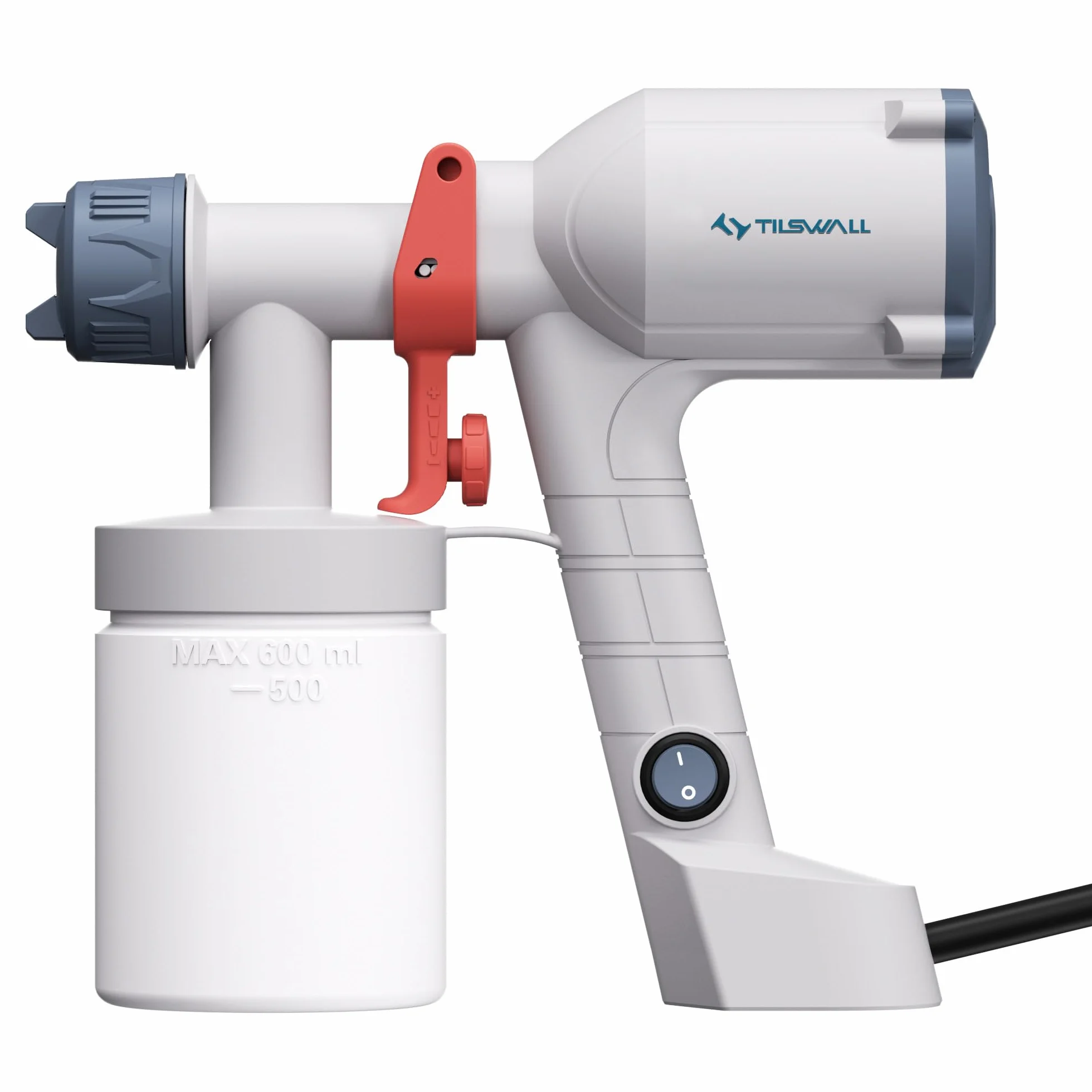 Tilswall Pistola de Pintura Electrica, Pulverizador de Pintura Ultraligera con Tanque Desmontable, 2 Boquillas & 3 Modos, Paredes, Techos, Muebles, Vallas, Jardín