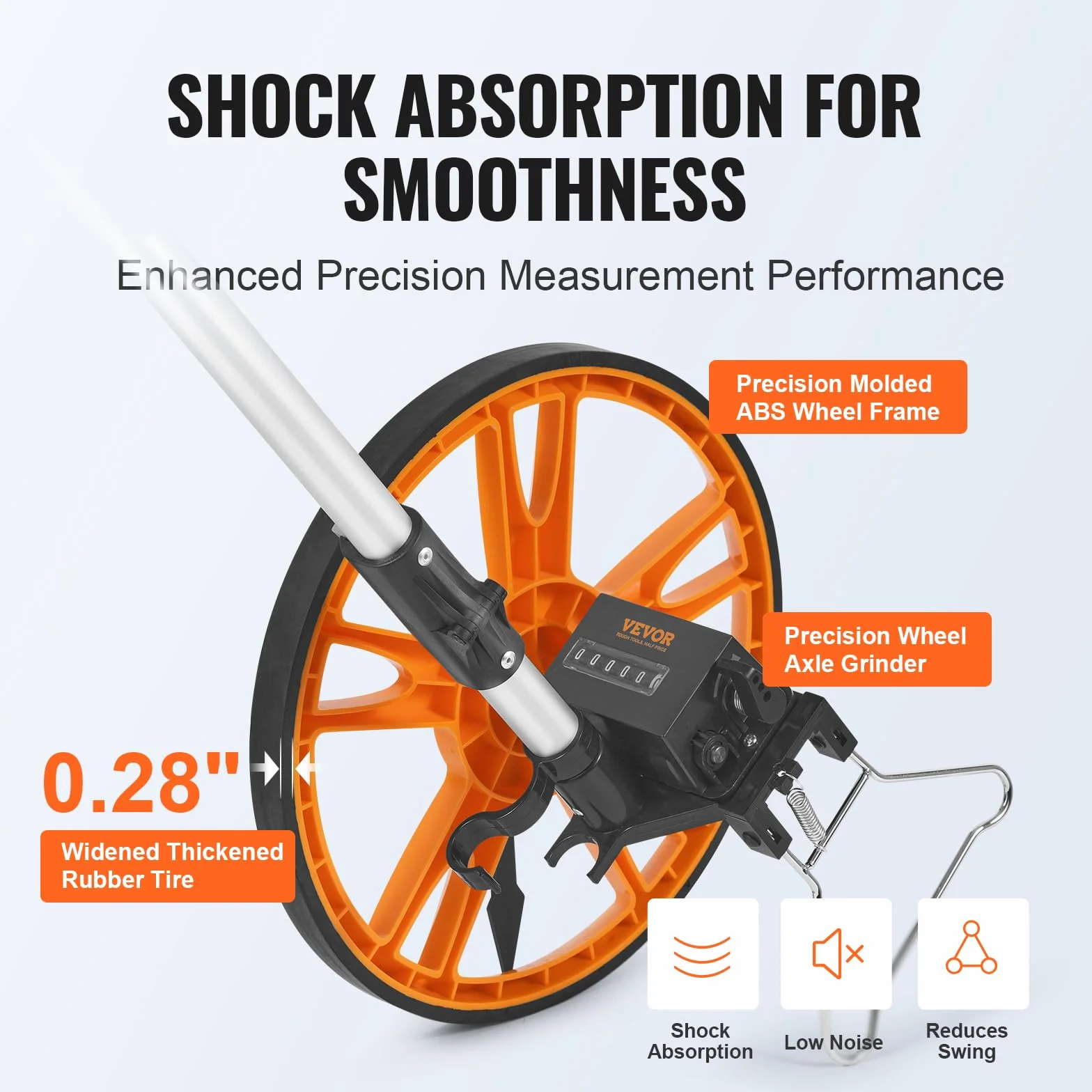 VEVOR Odómetro de Rueda para Medición de Distancia Diámetro de Rueda de 317,5mm Topómetro Medición de Distancia Mango Telescópico de 100-40cm Rango de Medición de 99999,9 pies con Mochila para Caminos