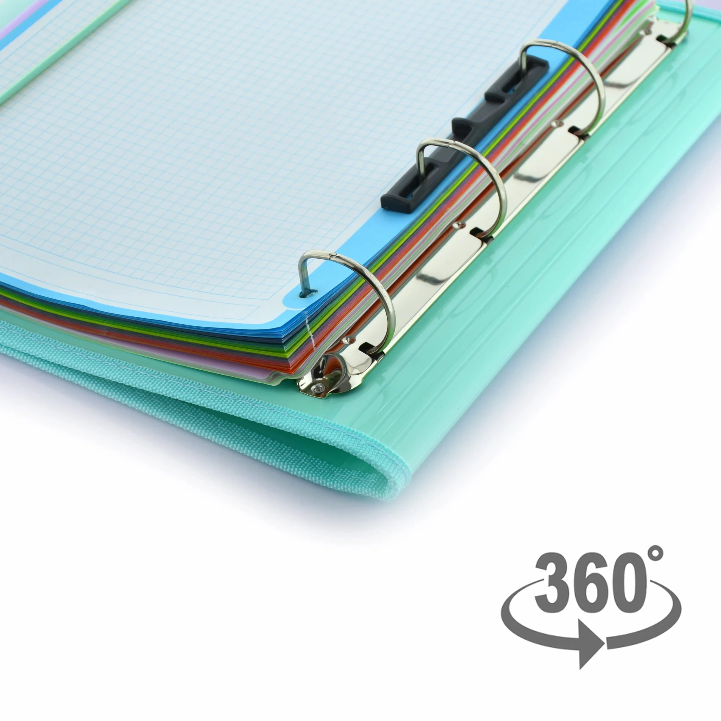 Office Box Carpeta 4 Anillas A4 Blush Pastel Azul Blush con 100 Hojas y Separadores