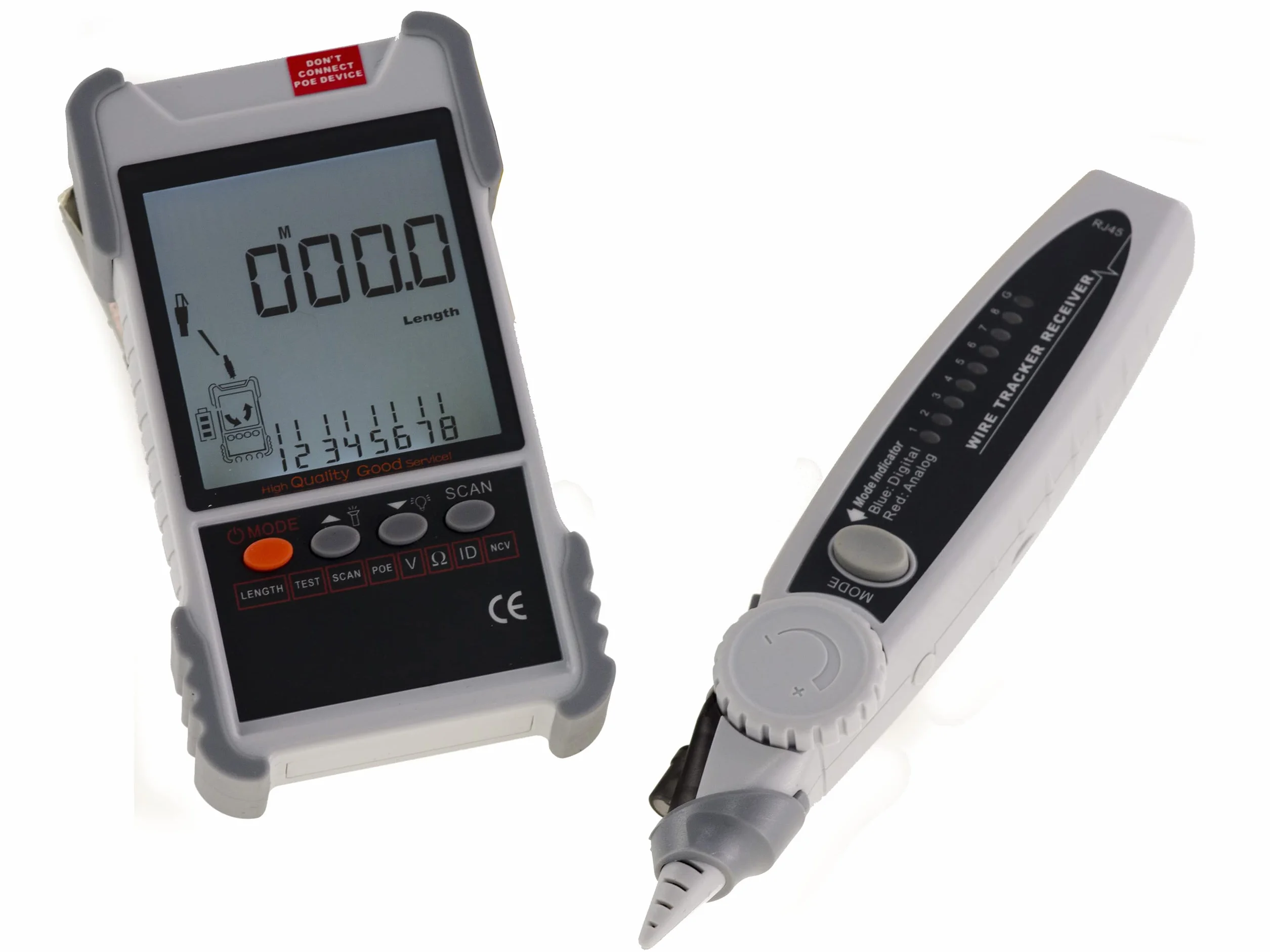 KALEA-INFORMATIQUE Comprobador de red profesional digital LCD RJ45 RJ11. Mapeo, continuidad, longitud, POE, tensión, seguimiento, linterna VP616 Recargable | Probador de red recargable LCD RJ45/RJ11 con funciones de mapeo, longitud, continuidad, PoE y loc