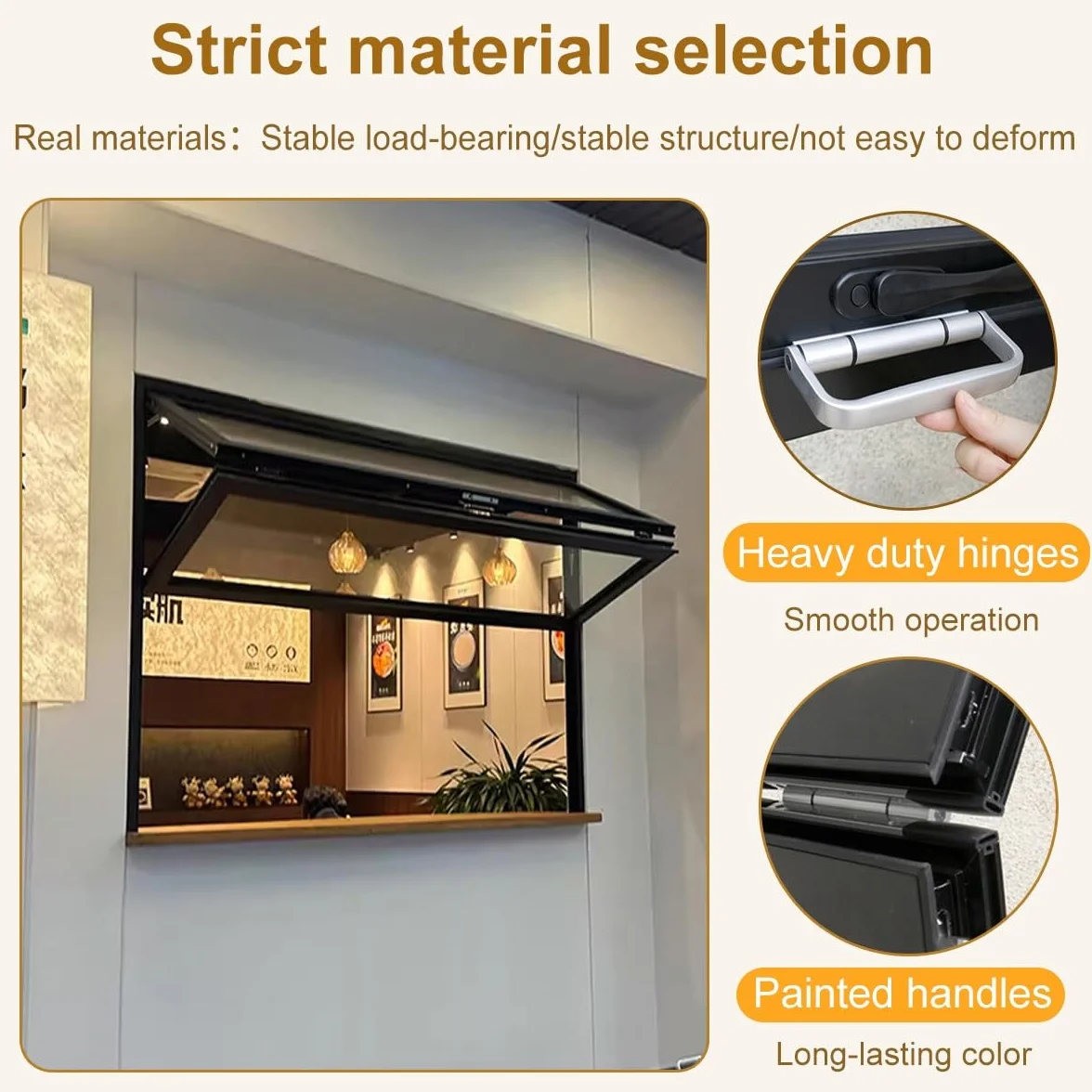 Ventanas Plegables para concesiones, Ventana corrediza Comercial de Vidrio con Marco de aleación de Aluminio, para restaurantes de Comida rápida, Personalizables(WxH 47.2x39.3in/120x100cm)