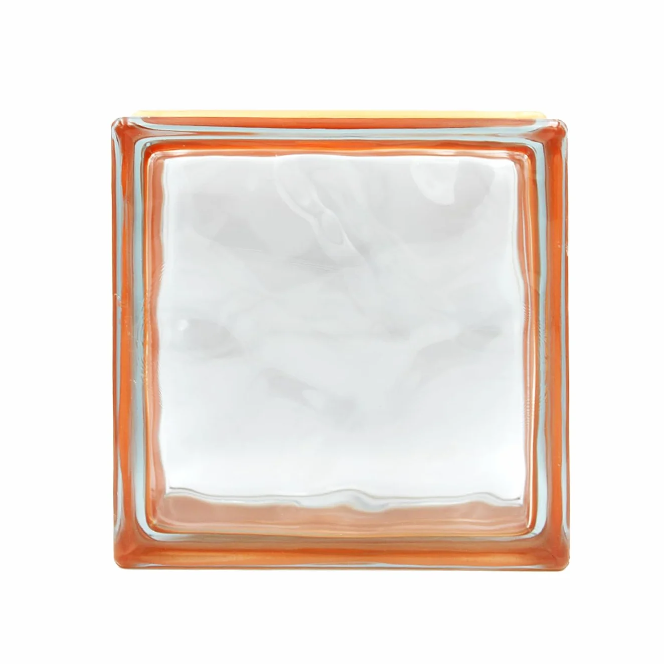 Bloque de vidrio Reflejos Ondulado color Naranja | cm 19x19x8 | Unidad de venta 1 caja de 6 pzas | Euro/pza. 5,50