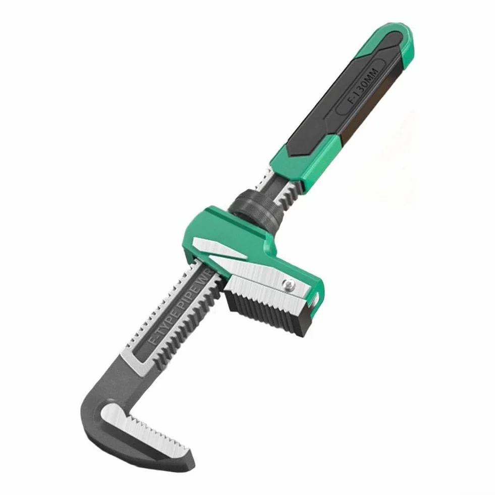 Llave de tubo tipo F, herramienta de fontanero multifuncional en ángulo recto con mandíbula dentada para válvulas y tuberías de forma especial, acero (130 mm)