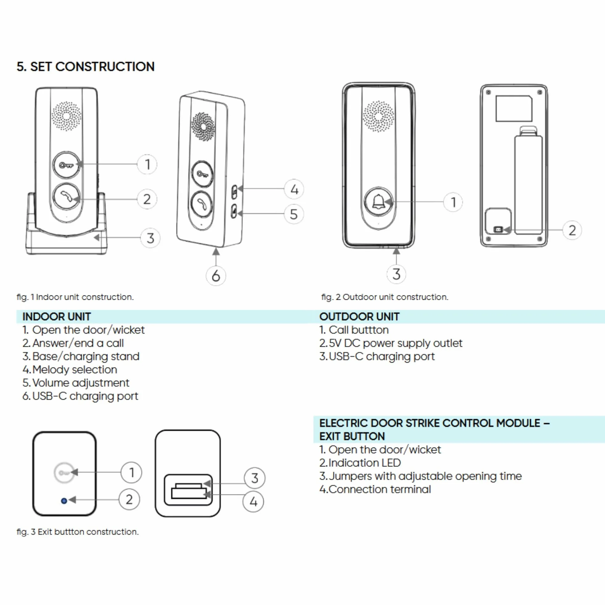Kit de Portero Unifamiliar Manos Libres Negro IP54 - Timbre Inalámbrico Exterior Impermeable - Timbres para casa - Intercomunicador Casa