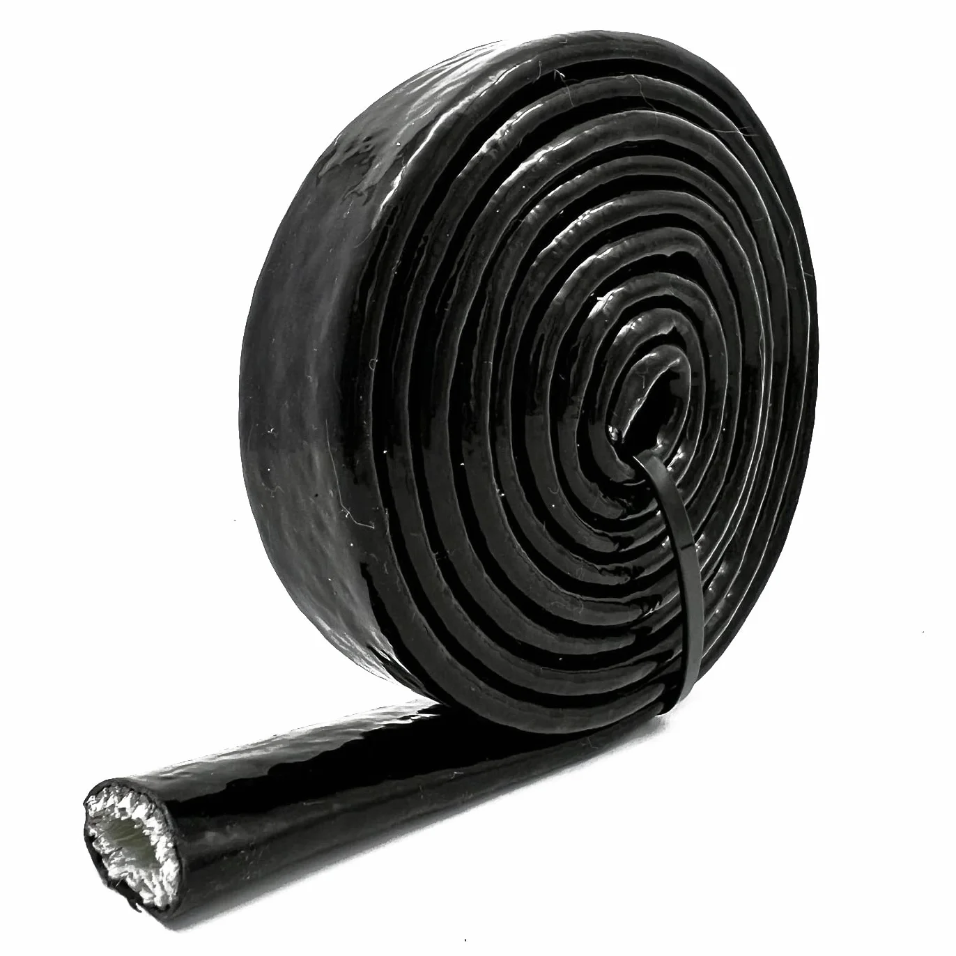 Funda térmica de fibra de vidrio recubierta de silicona negra de 25 mm de diámetro interior de 1 pulgada para líneas de manguera y cableado eléctrico, 10 pies