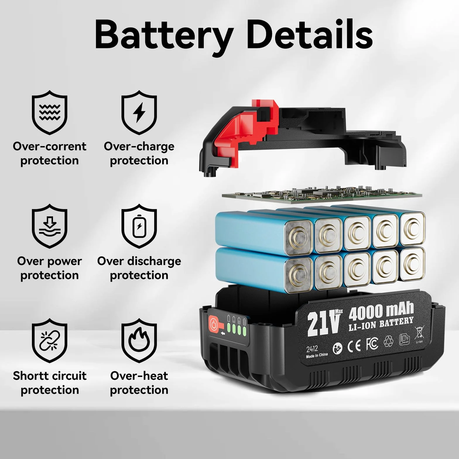 Supstable Original Batería 21-V 4,0 Ah (Li-Ion, 21 V, 1x 4,0 Ah, Compatible con Todos los Dispositivos Supstable, gestión proactiva de la batería, ciclos de Carga adaptados a la aplicación)