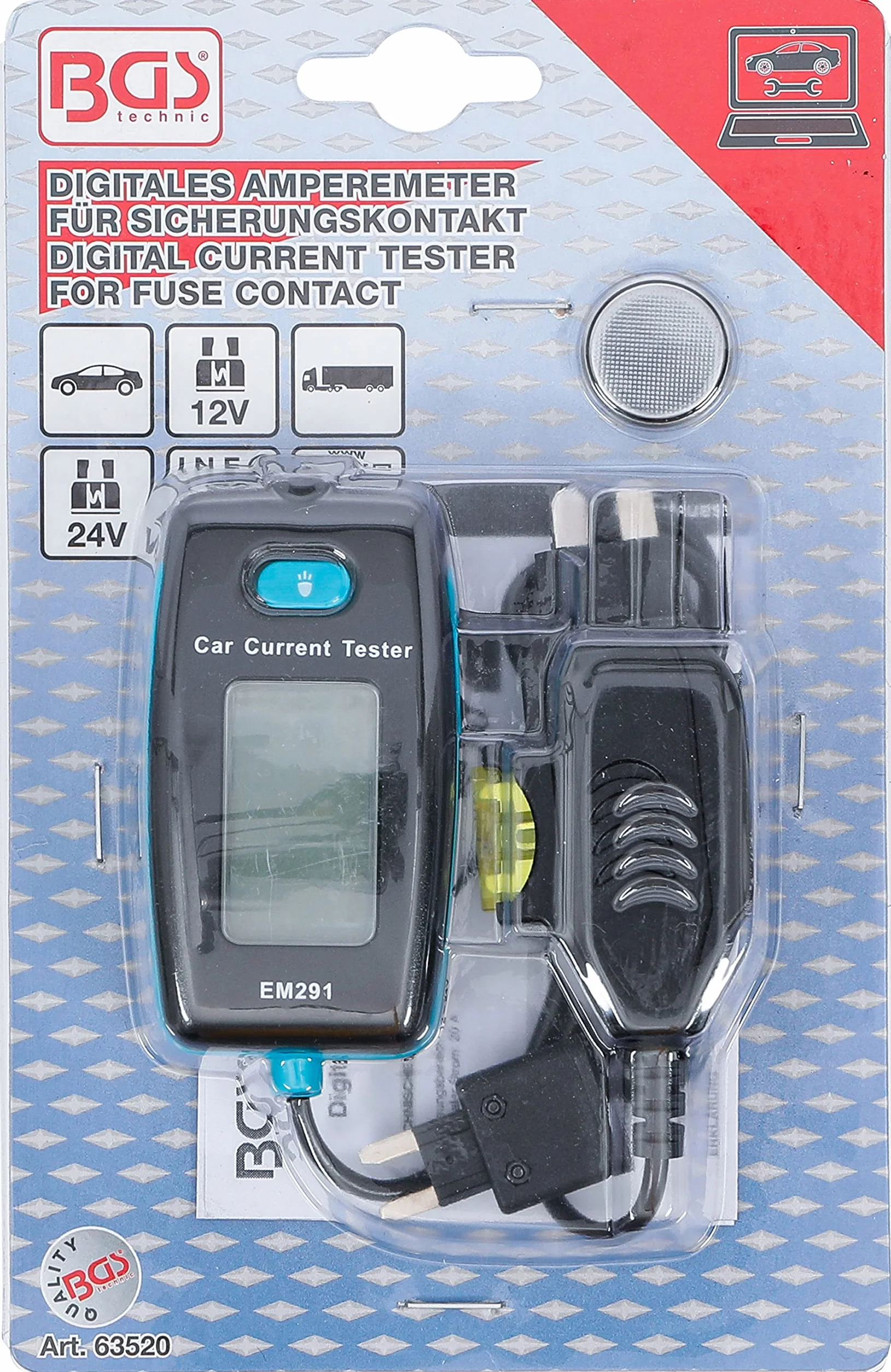 BGS 63520 | Comprobador de corriente digital para los contactos de los fusibles