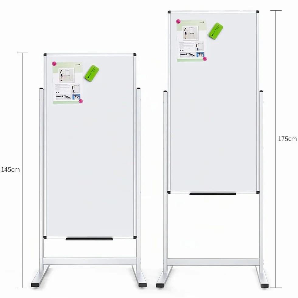 VIZ-PRO Pizarra blanca magnética doble cara 120x60 cm con Soporte altura ajustable