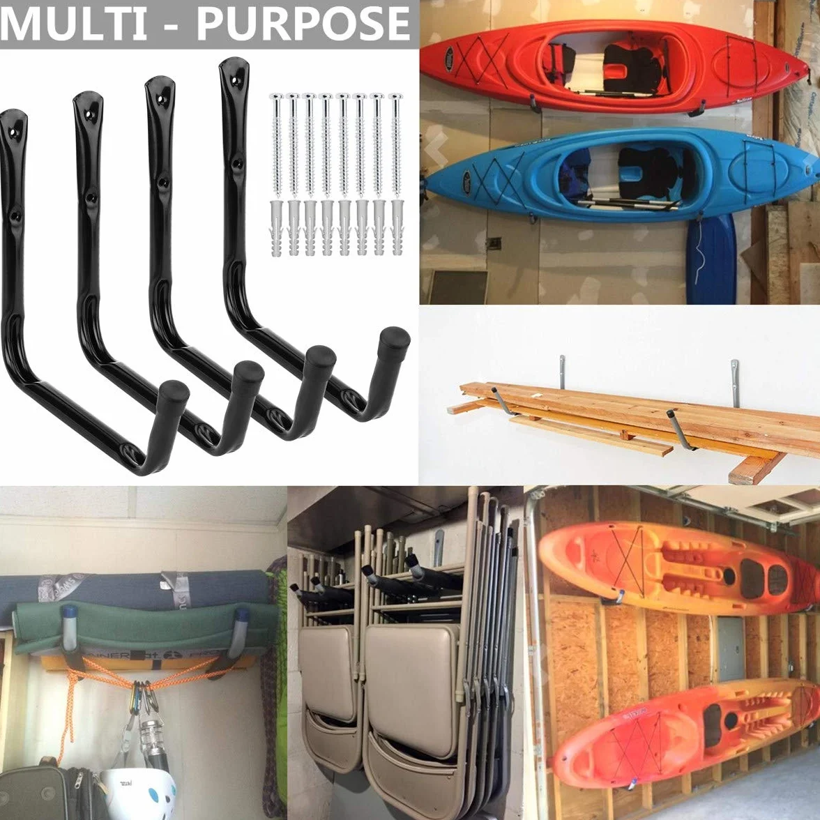 Gancho de almacenamiento de garaje gigante montado en la pared, 32 cm Bastidor colgante de servicio pesado para tabla de surf, escalera, kayak